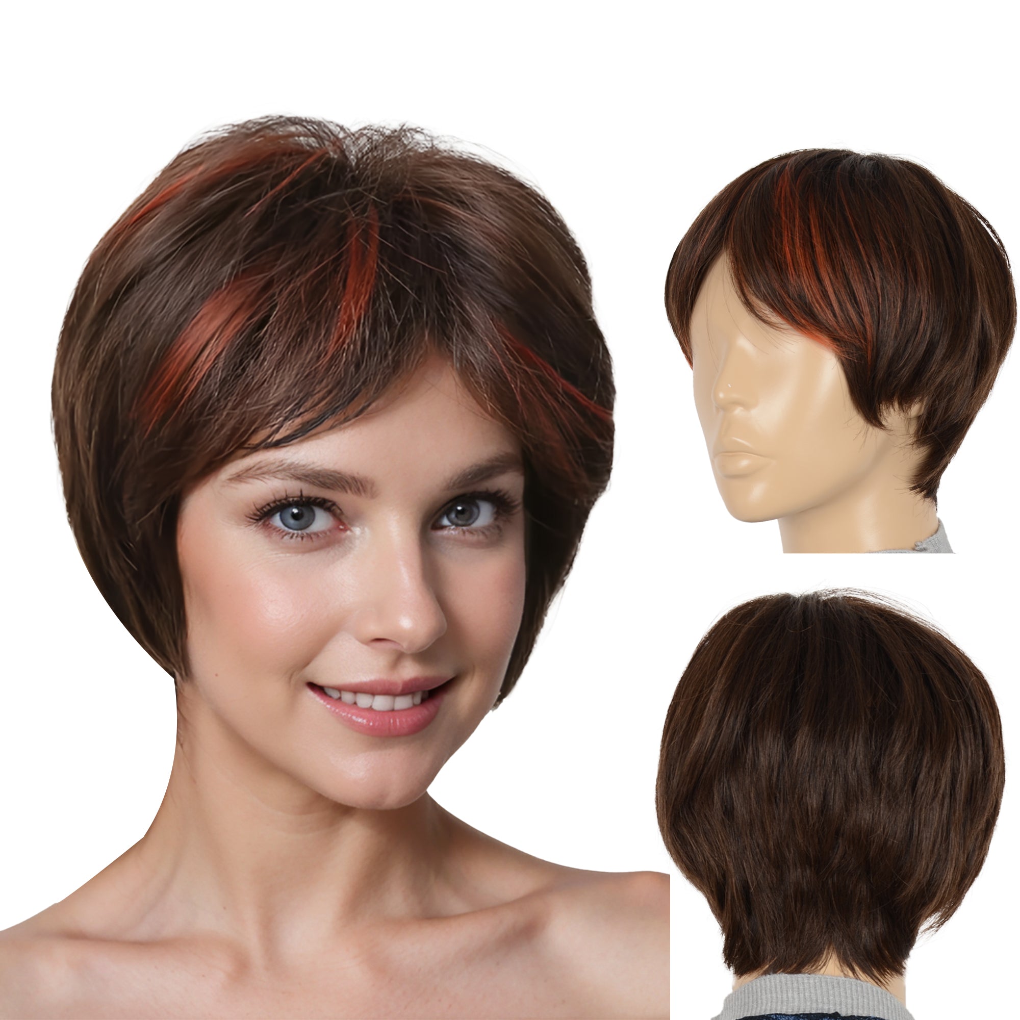 Alilang 11 Inch Short Layered Pixie Cut Wigs for Women Synthetic Layered Highlight Wigs with Bangs for Styling