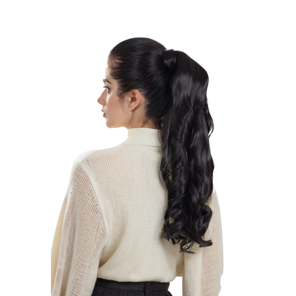 Alilang 22 Inch Long Curly Wrap Around Ponytail for Women Clip in Ponytail Hair Extensions Synthetic Brown Hair Pony Tails Hairpieces