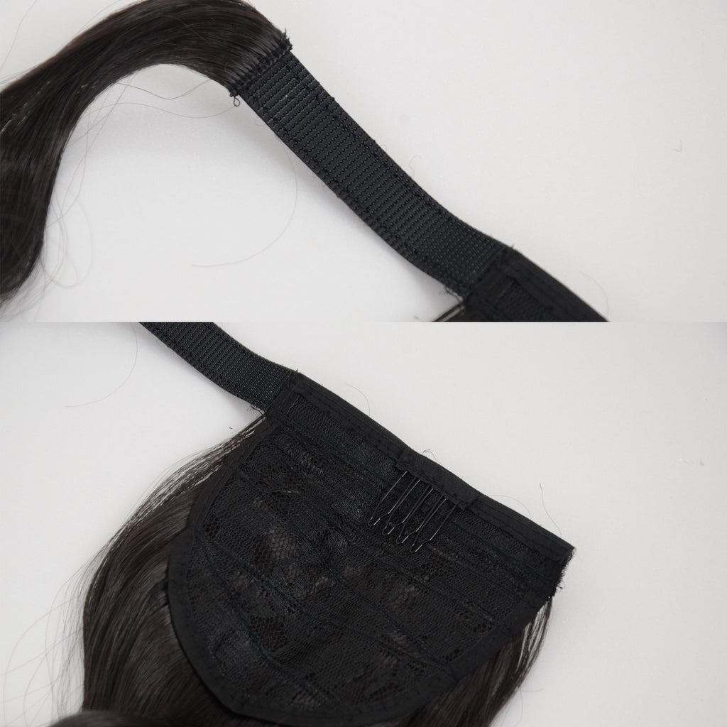 Alilang 22 Inch Long Curly Wrap Around Ponytail for Women Clip in Ponytail Hair Extensions Synthetic Brown Hair Pony Tails Hairpieces