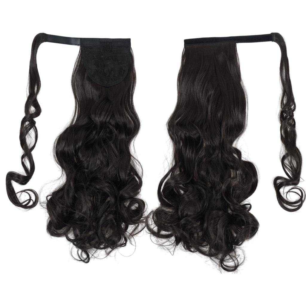 Alilang 22 Inch Long Curly Wrap Around Ponytail for Women Clip in Ponytail Hair Extensions Synthetic Brown Hair Pony Tails Hairpieces