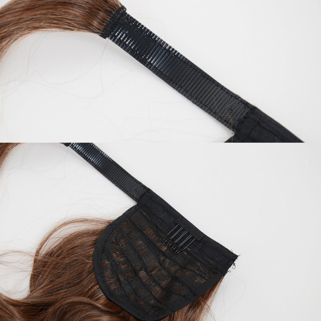 Alilang 22 Inch Long Curly Wrap Around Ponytail for Women Clip in Ponytail Hair Extensions Synthetic Brown Hair Pony Tails Hairpieces