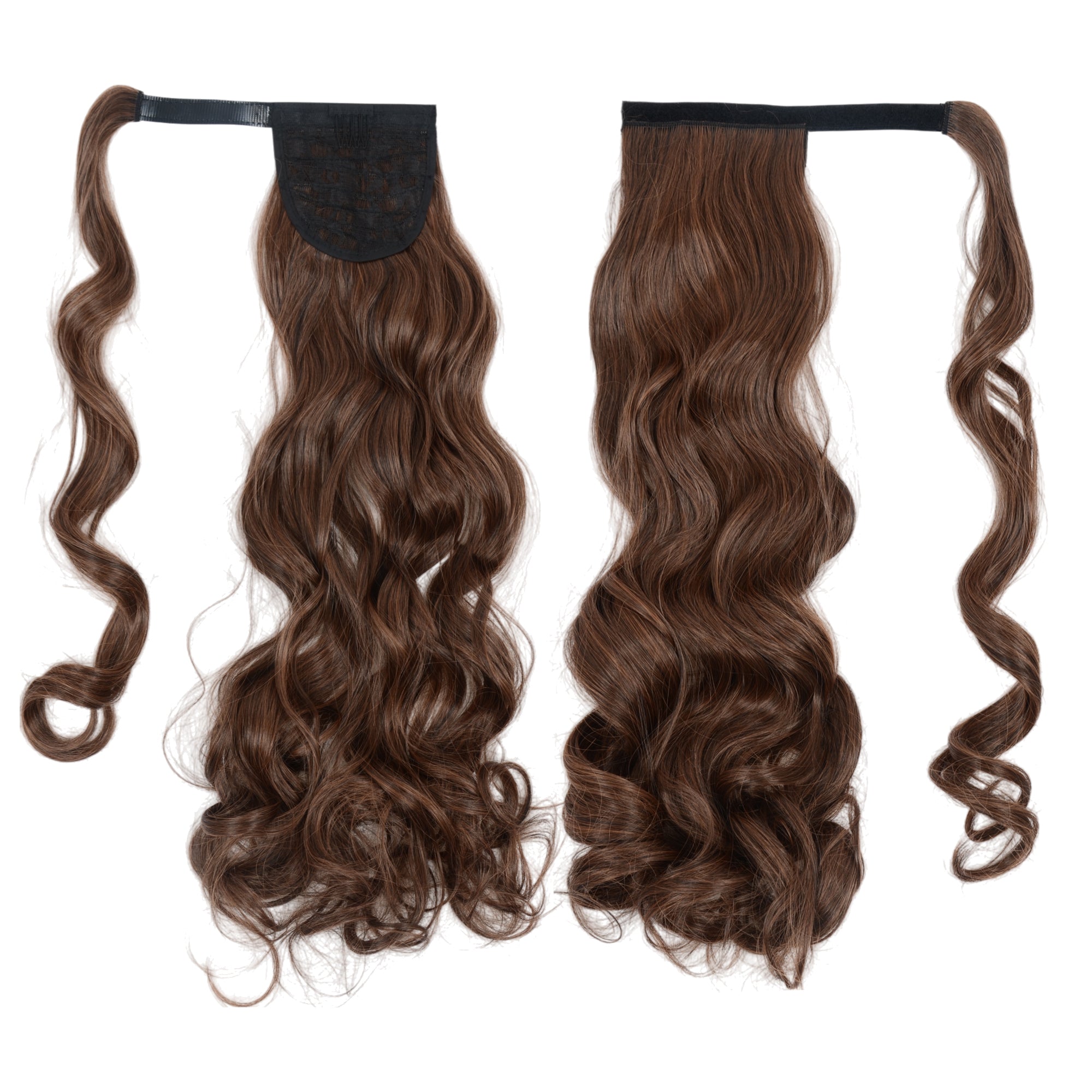 Alilang 22 Inch Long Curly Wrap Around Ponytail for Women Clip in Ponytail Hair Extensions Synthetic Brown Hair Pony Tails Hairpieces