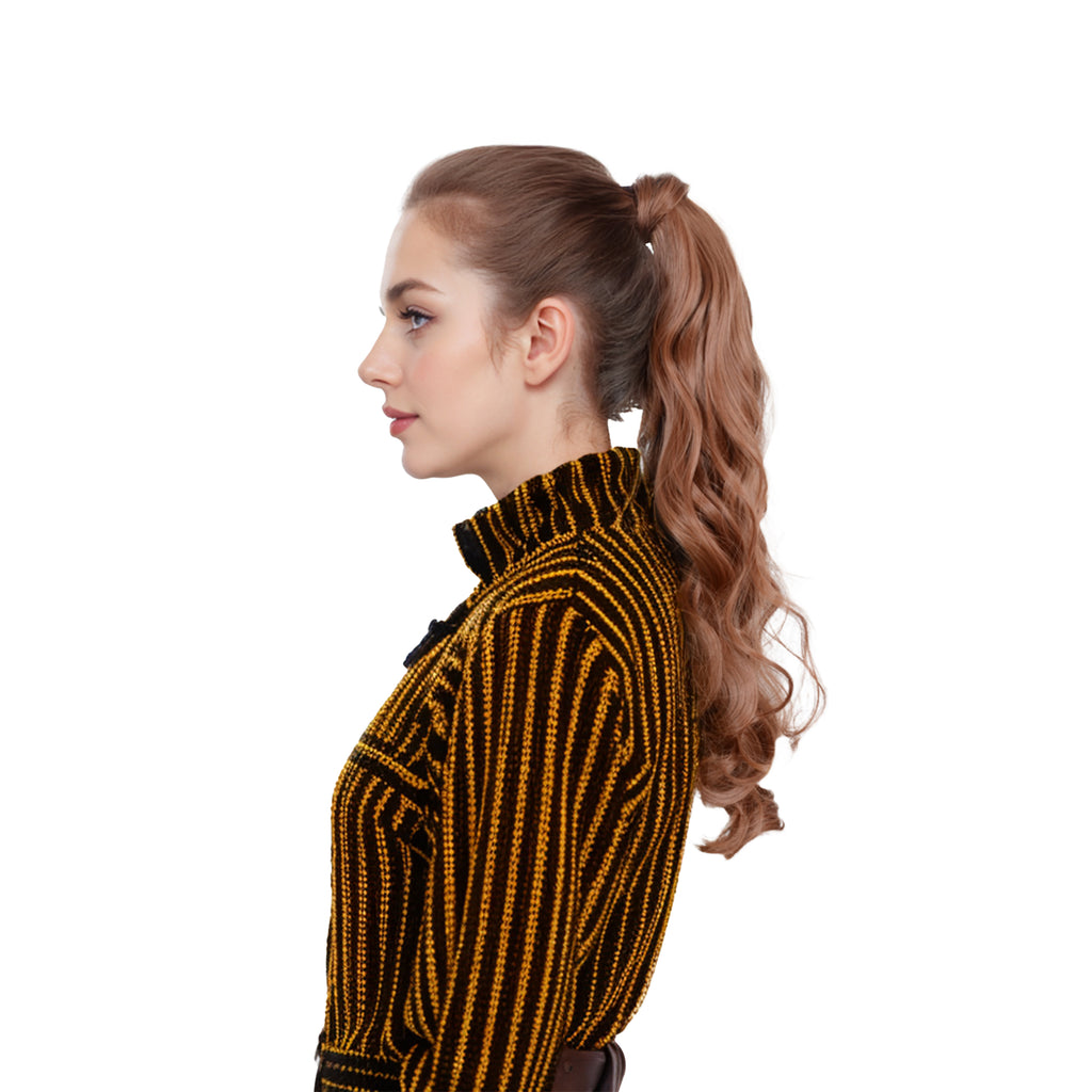 Alilang 22 Inch Long Curly Wrap Around Ponytail for Women Clip in Ponytail Hair Extensions Synthetic Brown Hair Pony Tails Hairpieces