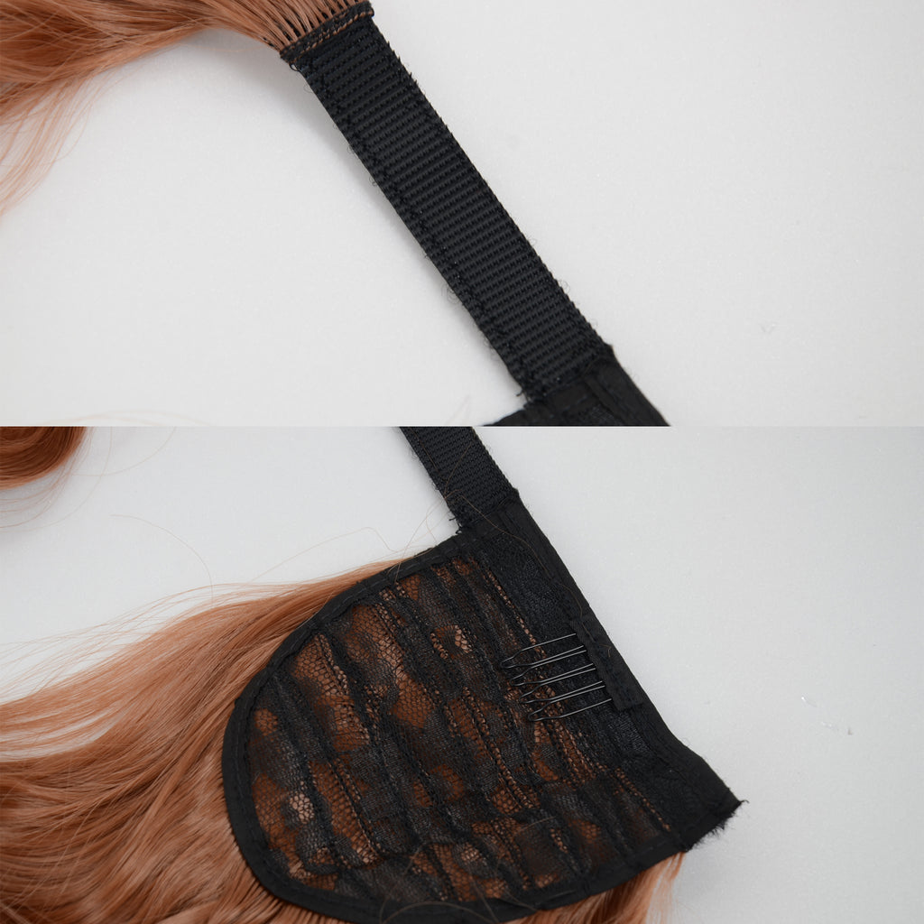 Alilang 22 Inch Long Curly Wrap Around Ponytail for Women Clip in Ponytail Hair Extensions Synthetic Brown Hair Pony Tails Hairpieces