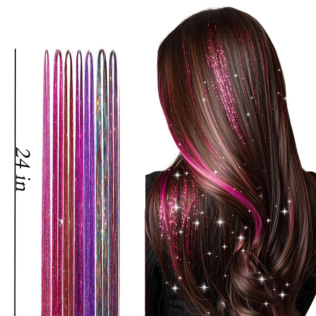 Alilang Sparkly Hair Tinsel Kit with 14/16/20 Colors and Installation Tools for Stylish Hair Extensions