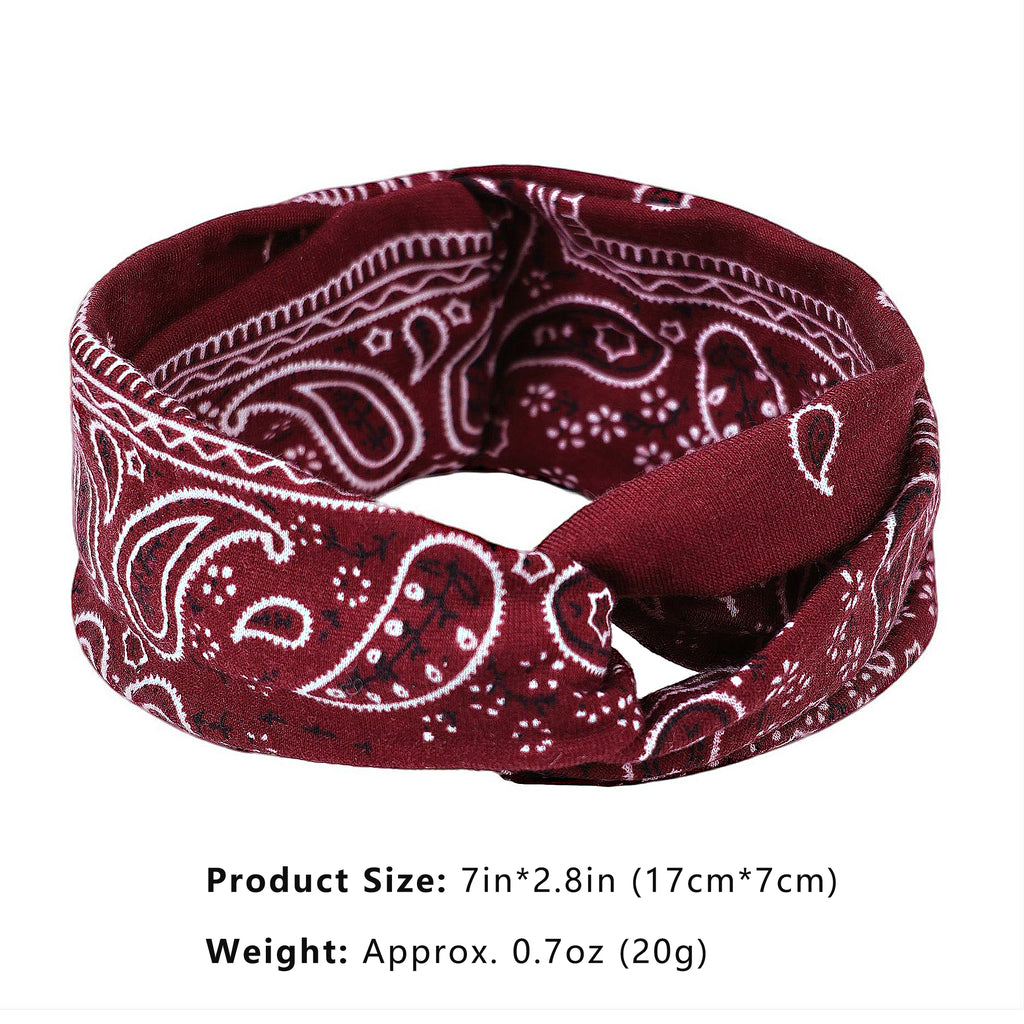 Anna-Kaci Women's Fashion Paisley Headbands Boho Style Moisture-Wicking Quick-Dry Elastic Sweat Hairband