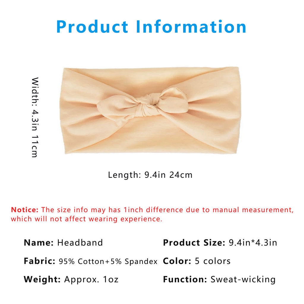 Anna-Kaci Women's Fashion Bow Headbands Solid Color Moisture-Wicking Quick-Dry Elastic Sweat Hairbands