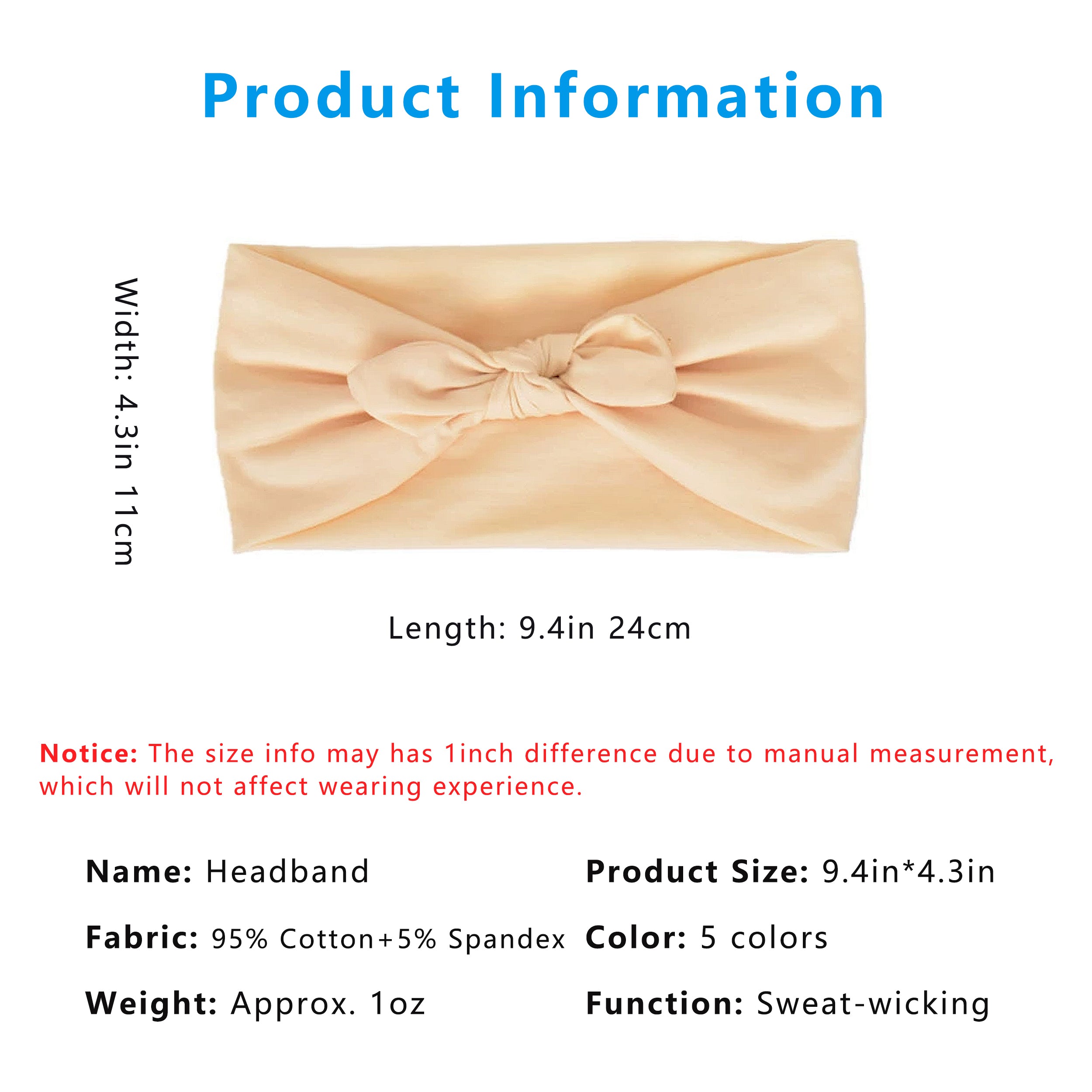 Anna-Kaci Women's Fashion Bow Headbands Solid Color Moisture-Wicking Quick-Dry Elastic Sweat Hairbands