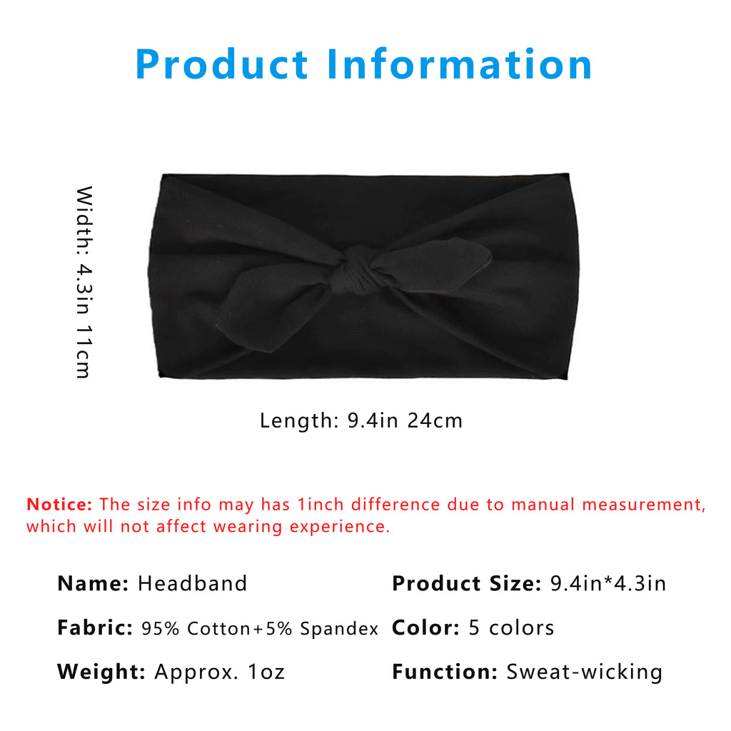 Anna-Kaci Women's Fashion Bow Headbands Solid Color Moisture-Wicking Quick-Dry Elastic Sweat Hairbands
