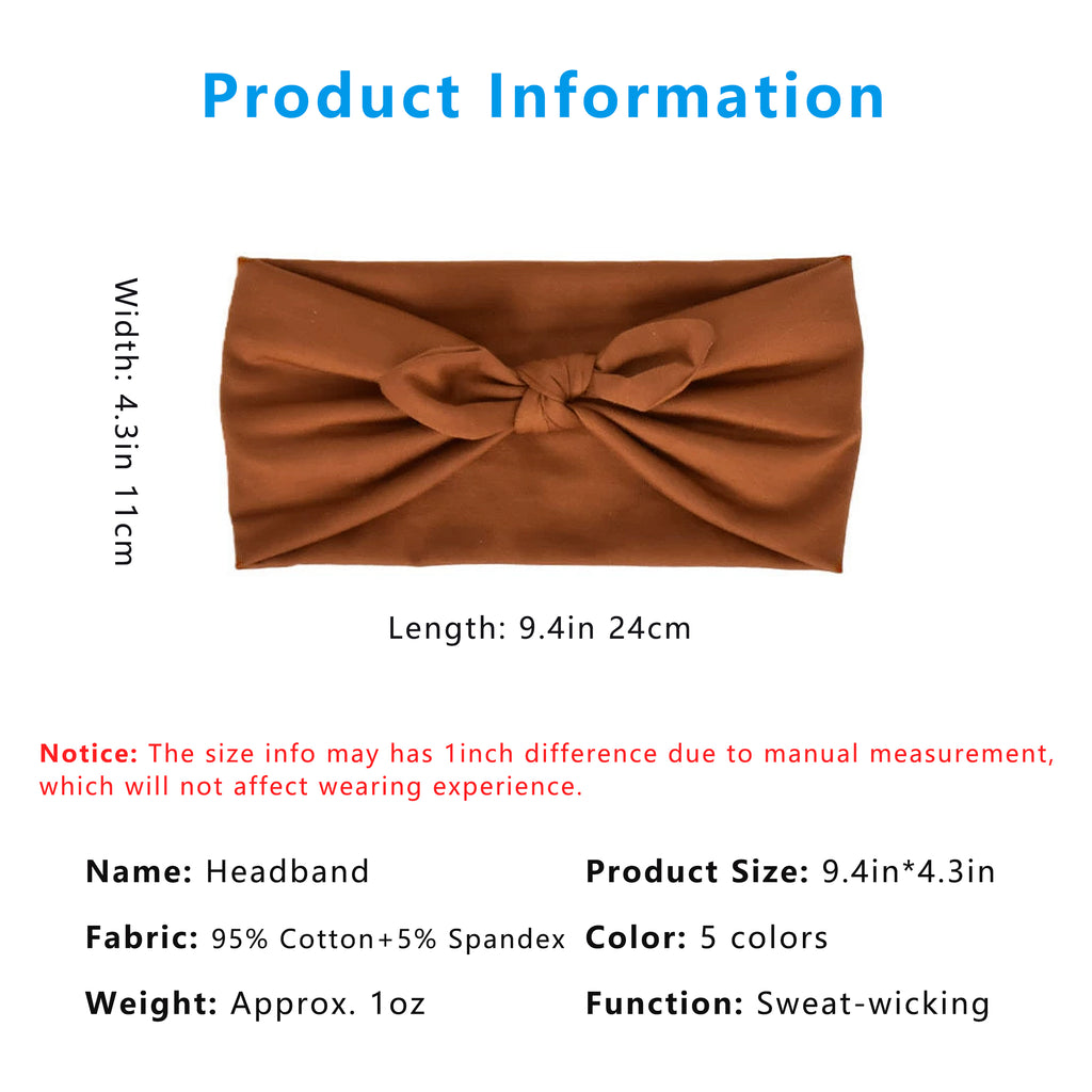 Anna-Kaci Women's Fashion Bow Headbands Solid Color Moisture-Wicking Quick-Dry Elastic Sweat Hairbands
