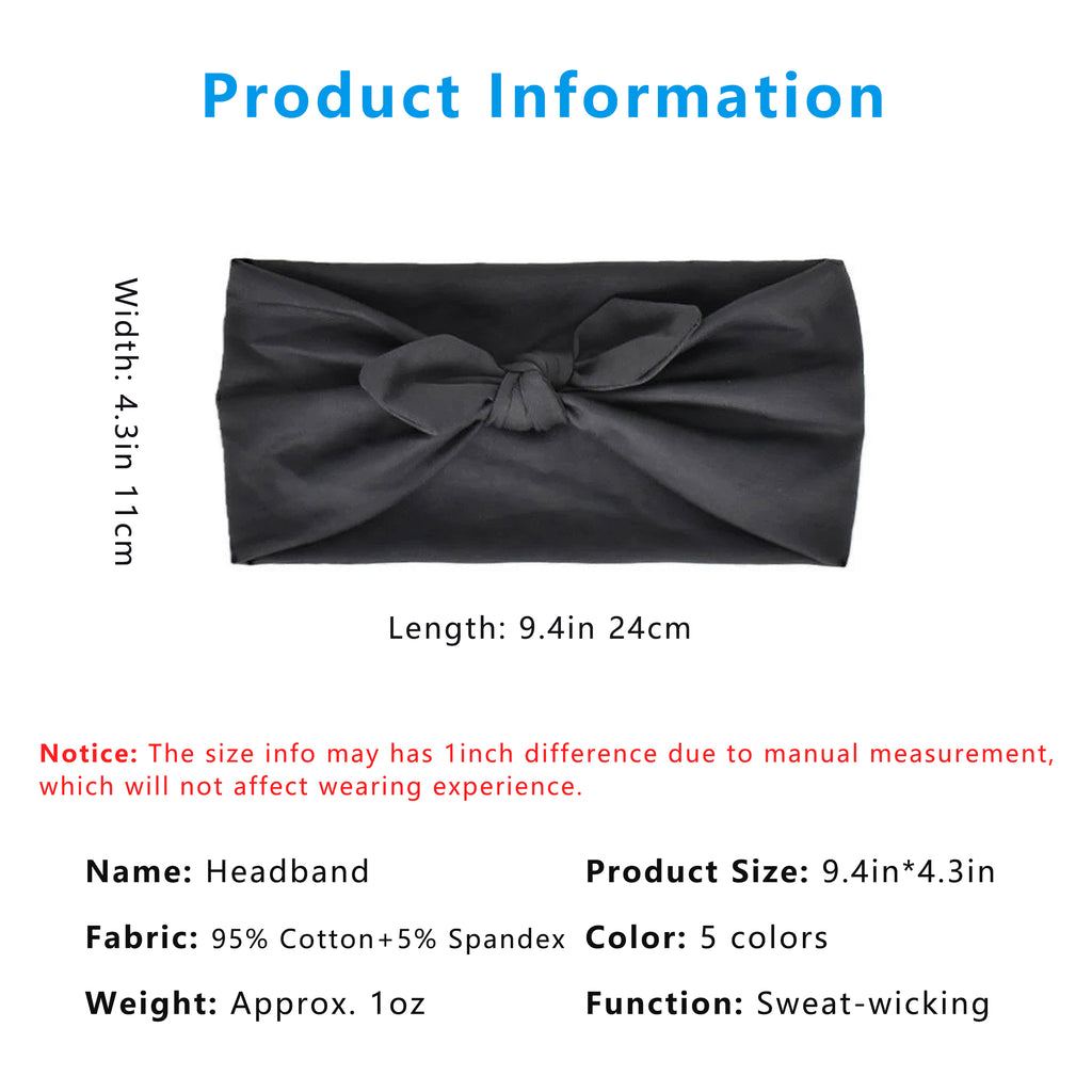 Anna-Kaci Women's Fashion Bow Headbands Solid Color Moisture-Wicking Quick-Dry Elastic Sweat Hairbands