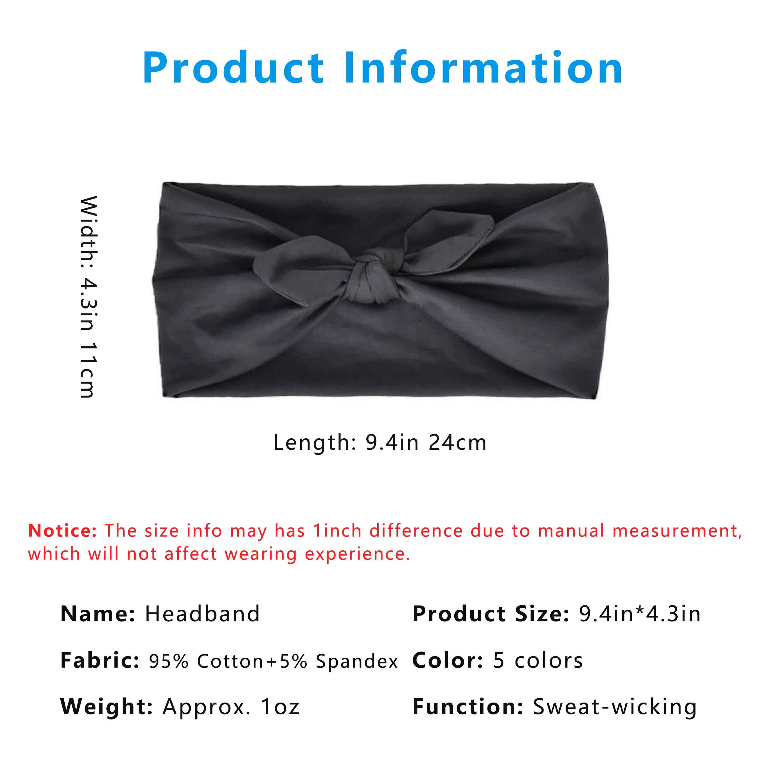 Anna-Kaci Women's Fashion Bow Headbands Solid Color Moisture-Wicking Quick-Dry Elastic Sweat Hairbands
