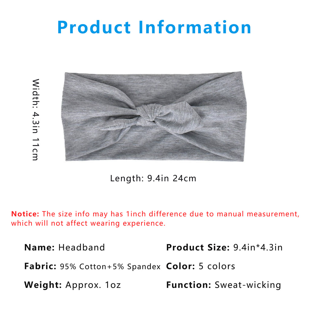 Anna-Kaci Women's Fashion Bow Headbands Solid Color Moisture-Wicking Quick-Dry Elastic Sweat Hairbands