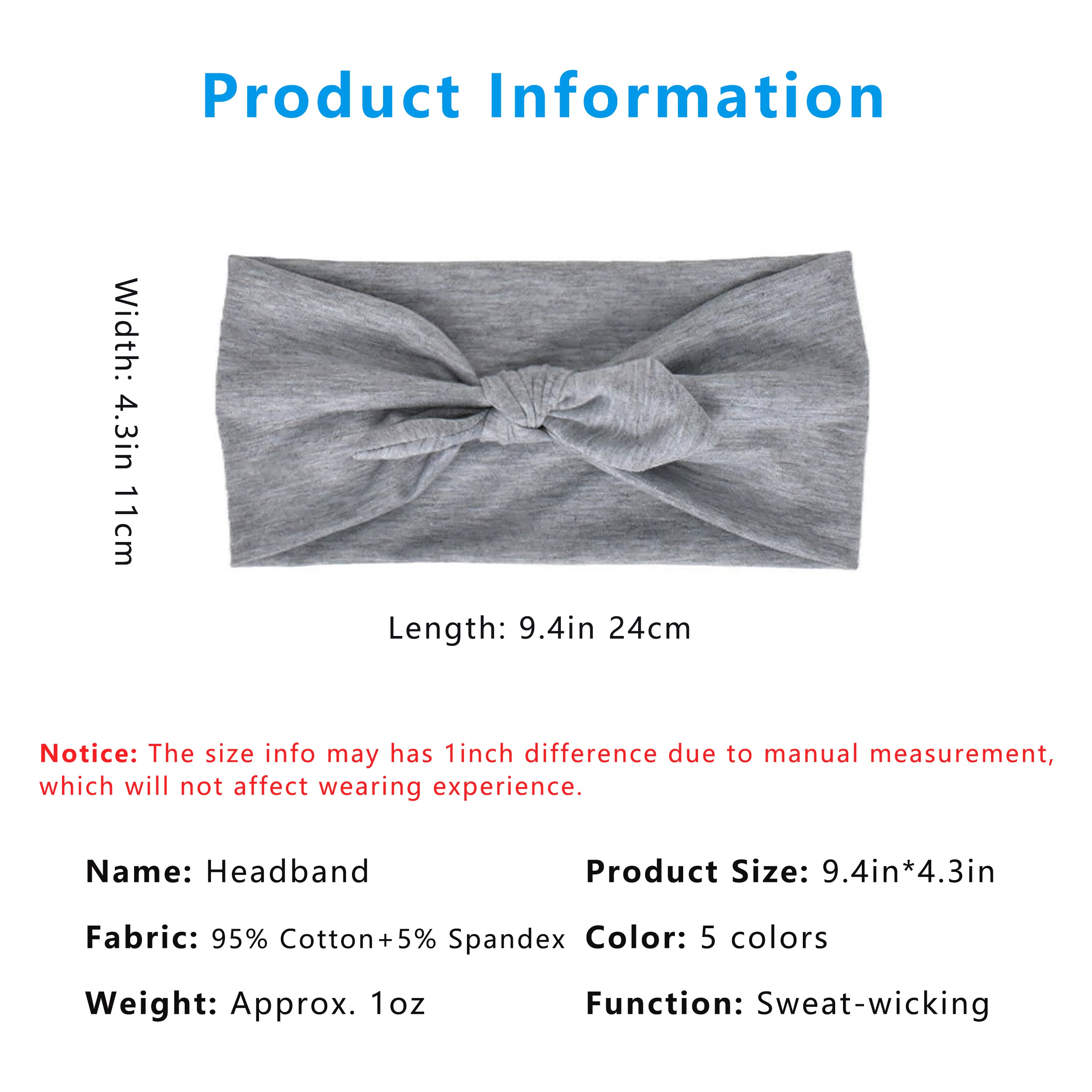 Anna-Kaci Women's Fashion Bow Headbands Solid Color Moisture-Wicking Quick-Dry Elastic Sweat Hairbands