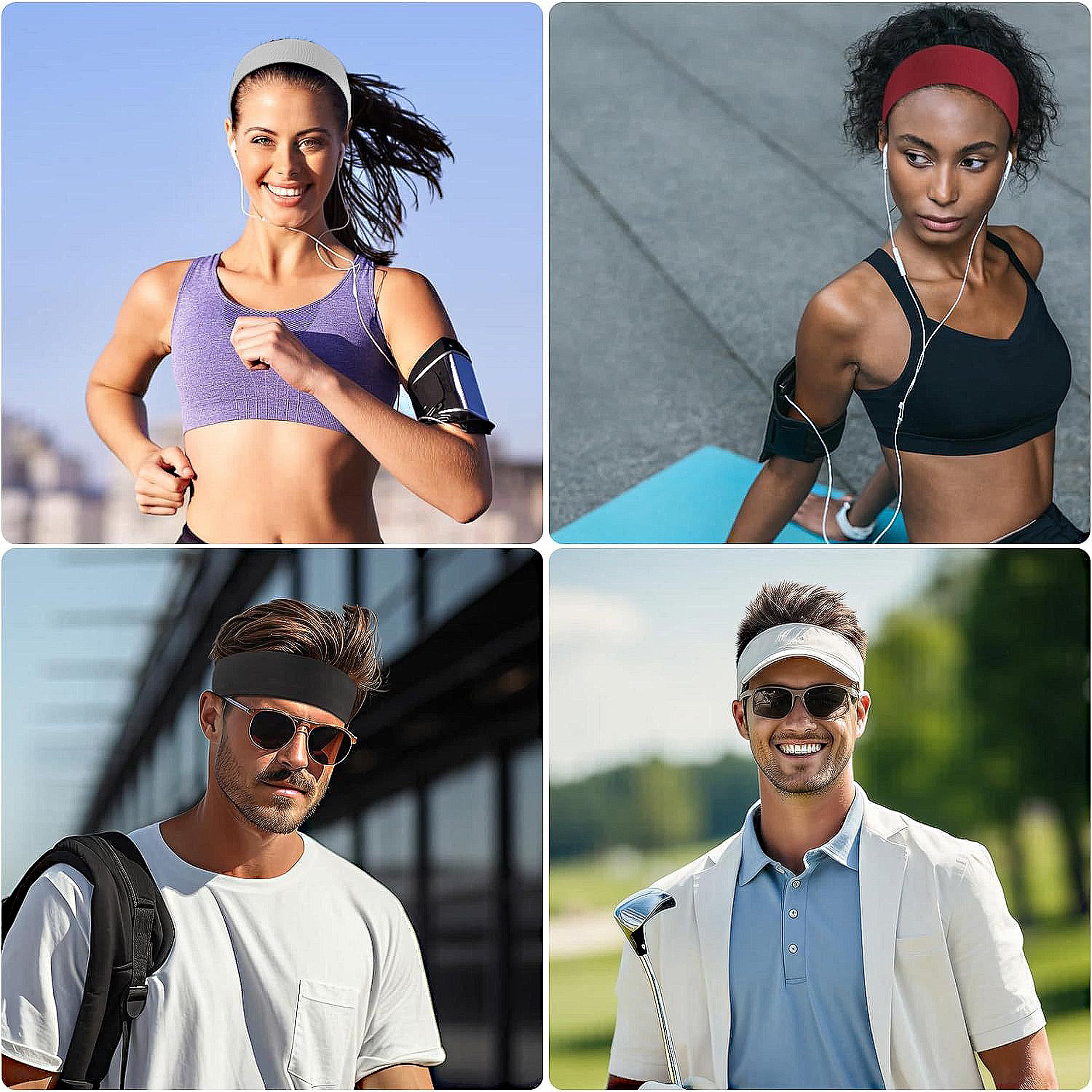 Anna-Kaci Sports Headbands, Solid Color, Moisture-Wicking Quick-Dry for Sports Yoga Workouts Running Unisex