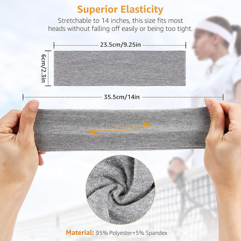 Anna-Kaci Sports Headbands, Solid Color, Moisture-Wicking Quick-Dry for Sports Yoga Workouts Running Unisex