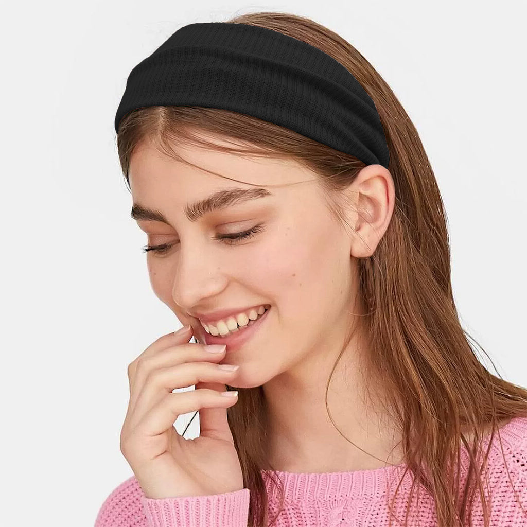 Anna-Kaci Knit Wide Headbands, Solid Color, Moisture-Wicking, Comfy Sports Hairbands Unisex