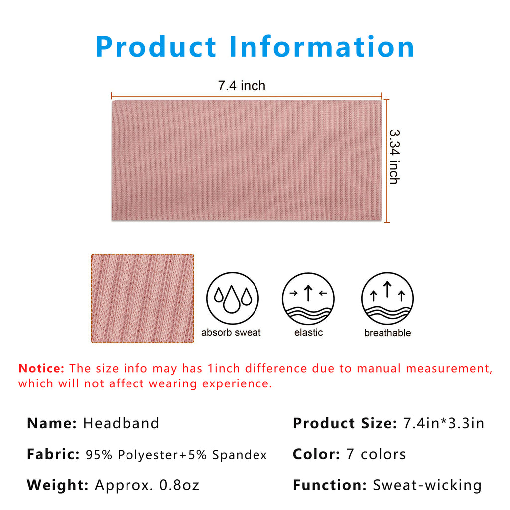 Anna-Kaci Knit Wide Headbands, Solid Color, Moisture-Wicking, Comfy Sports Hairbands Unisex