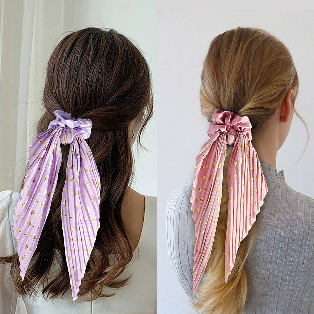 Anna-Kaci Elastic Hair Ties with Long Ribbon, Vintage Boho Hair Scrunchies for Women and Girls