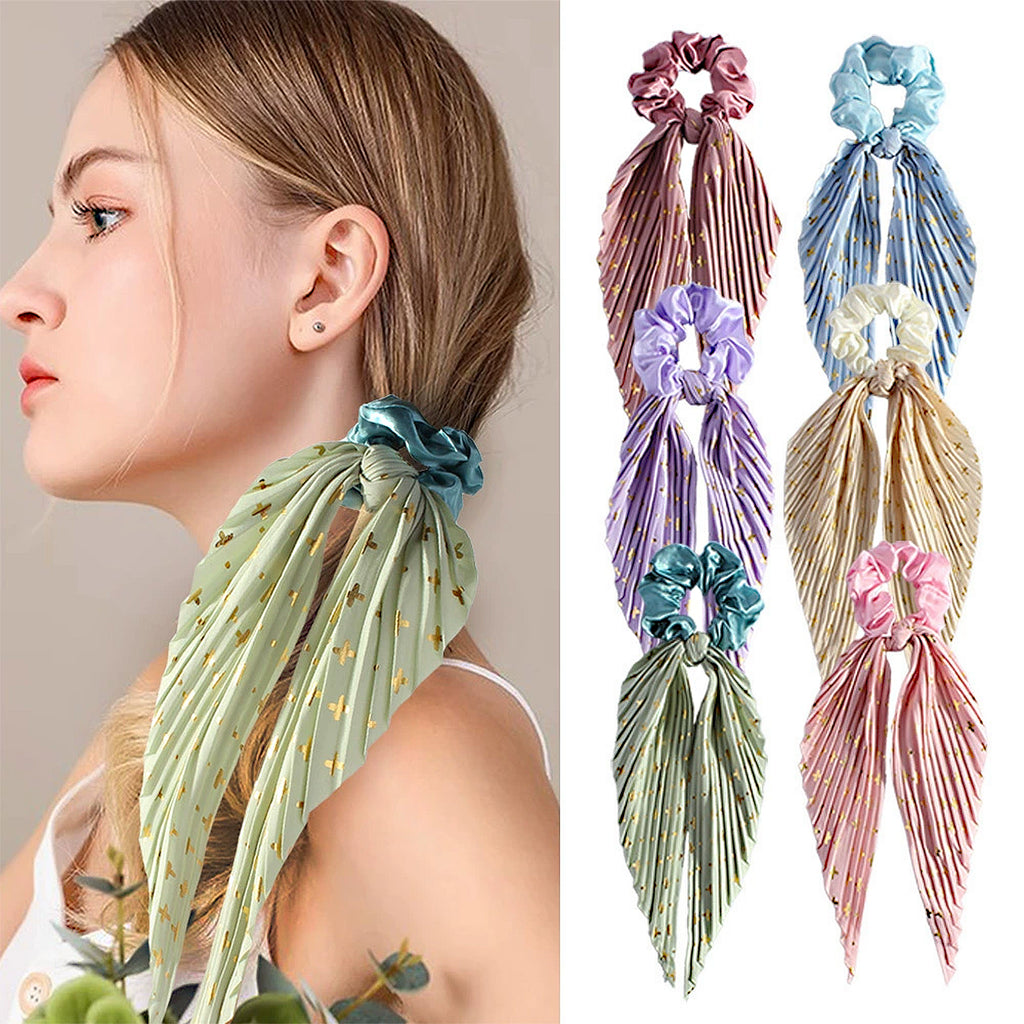 Anna-Kaci Elastic Hair Ties with Long Ribbon, Vintage Boho Hair Scrunchies for Women and Girls