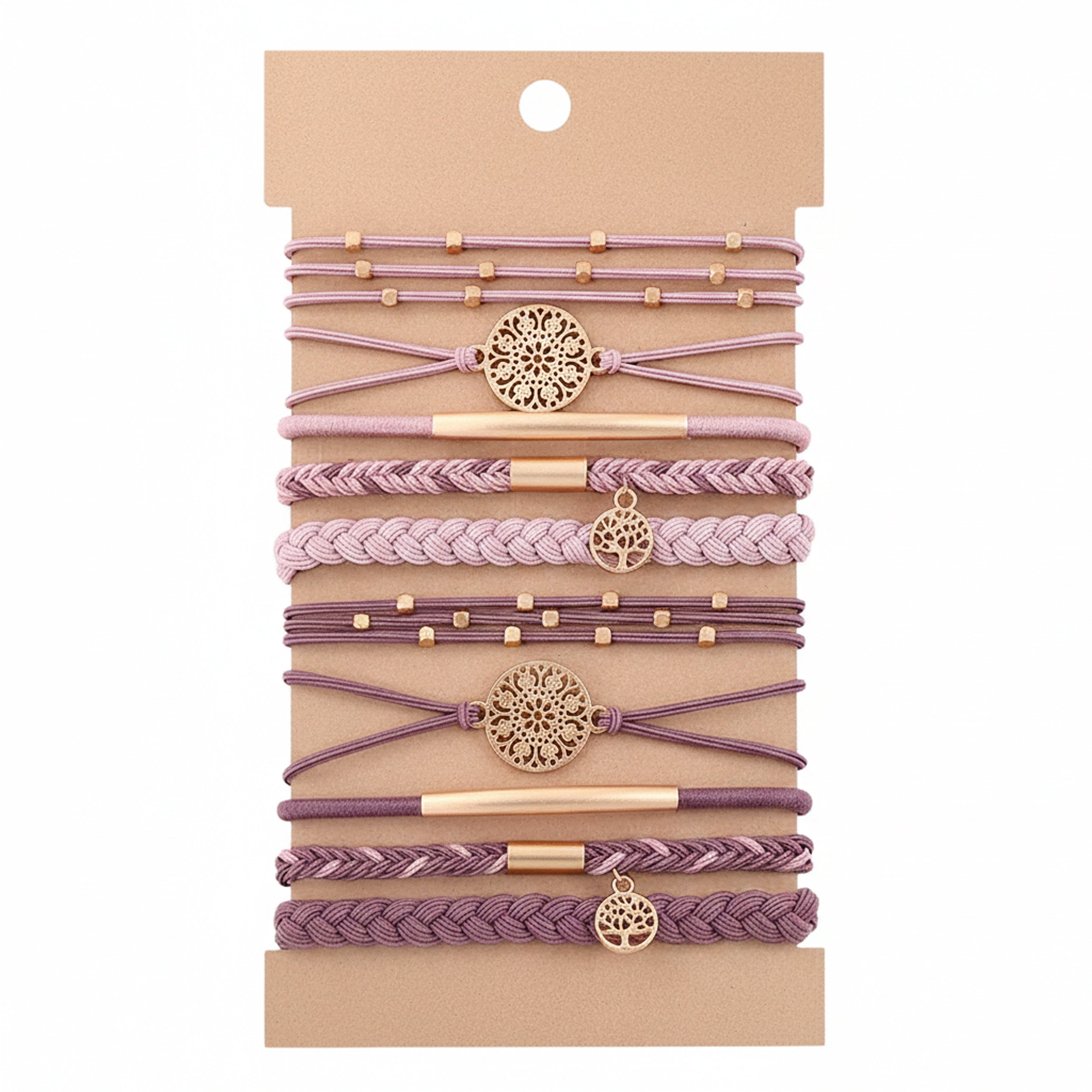 Anna-Kaci 10PCs Hair Ties Bracelet for Women 5 Styles Soft Braided Boho Hair Bands Elastic Hair Accessories
