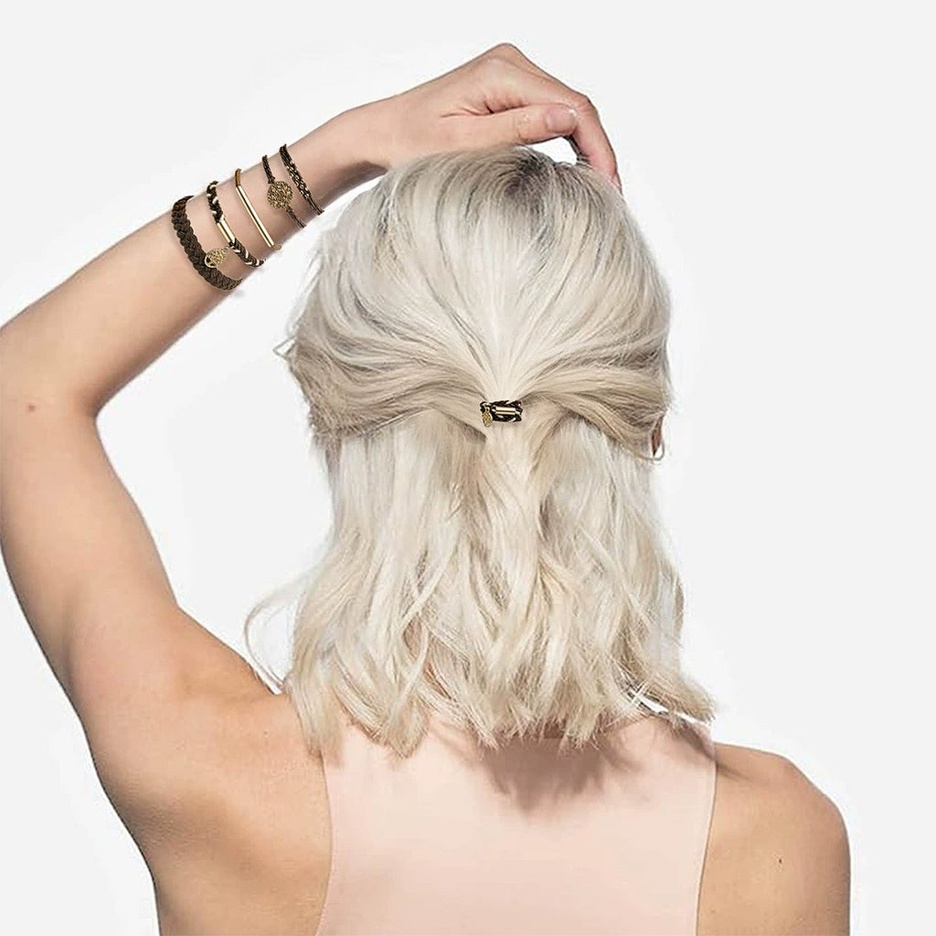 Anna-Kaci 10PCs Hair Ties Bracelet for Women 5 Styles Soft Braided Boho Hair Bands Elastic Hair Accessories