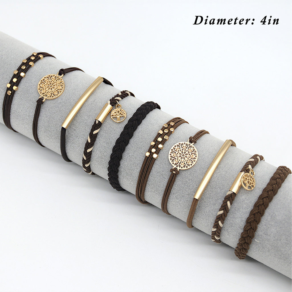 Anna-Kaci 10PCs Hair Ties Bracelet for Women 5 Styles Soft Braided Boho Hair Bands Elastic Hair Accessories