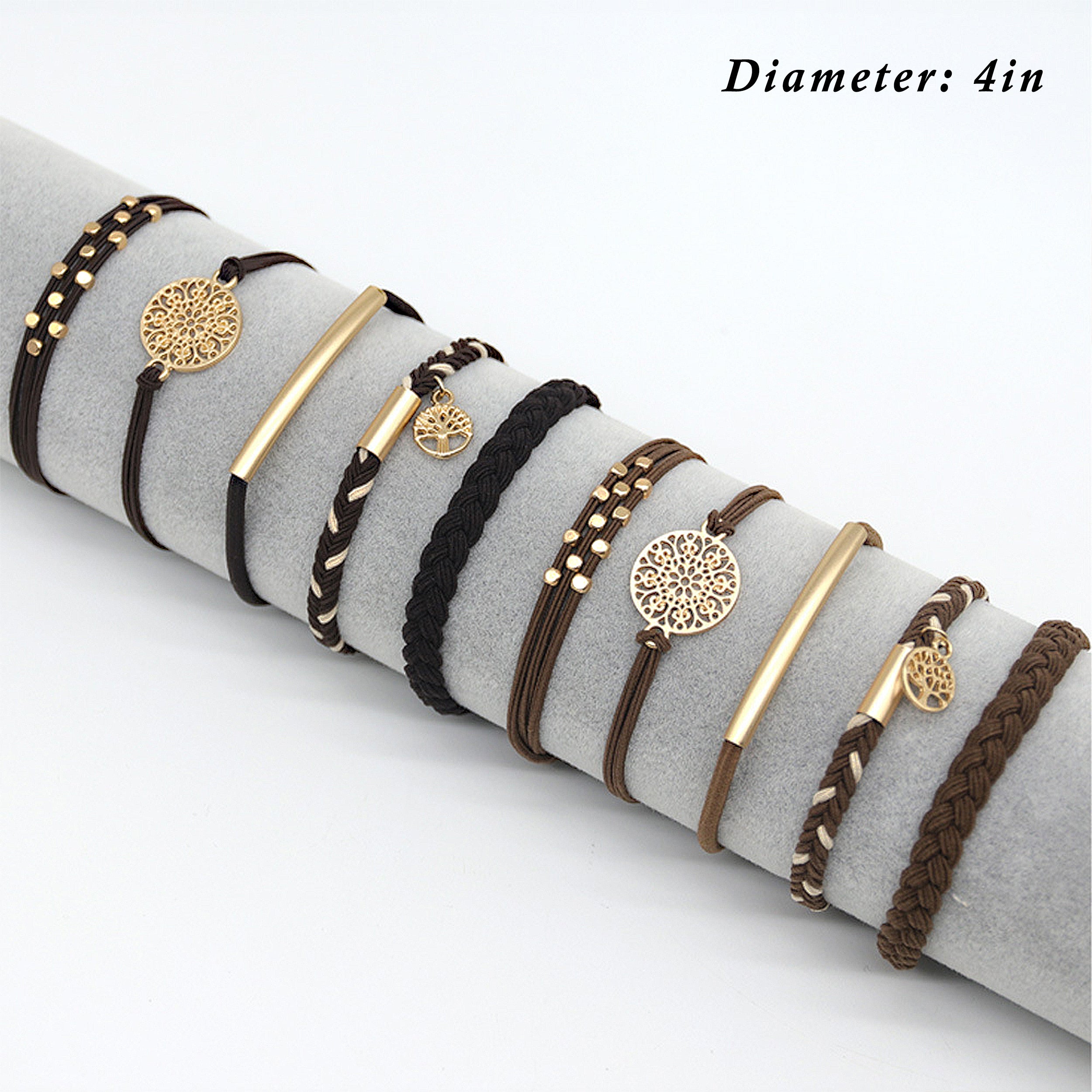 Anna-Kaci 10PCs Hair Ties Bracelet for Women 5 Styles Soft Braided Boho Hair Bands Elastic Hair Accessories
