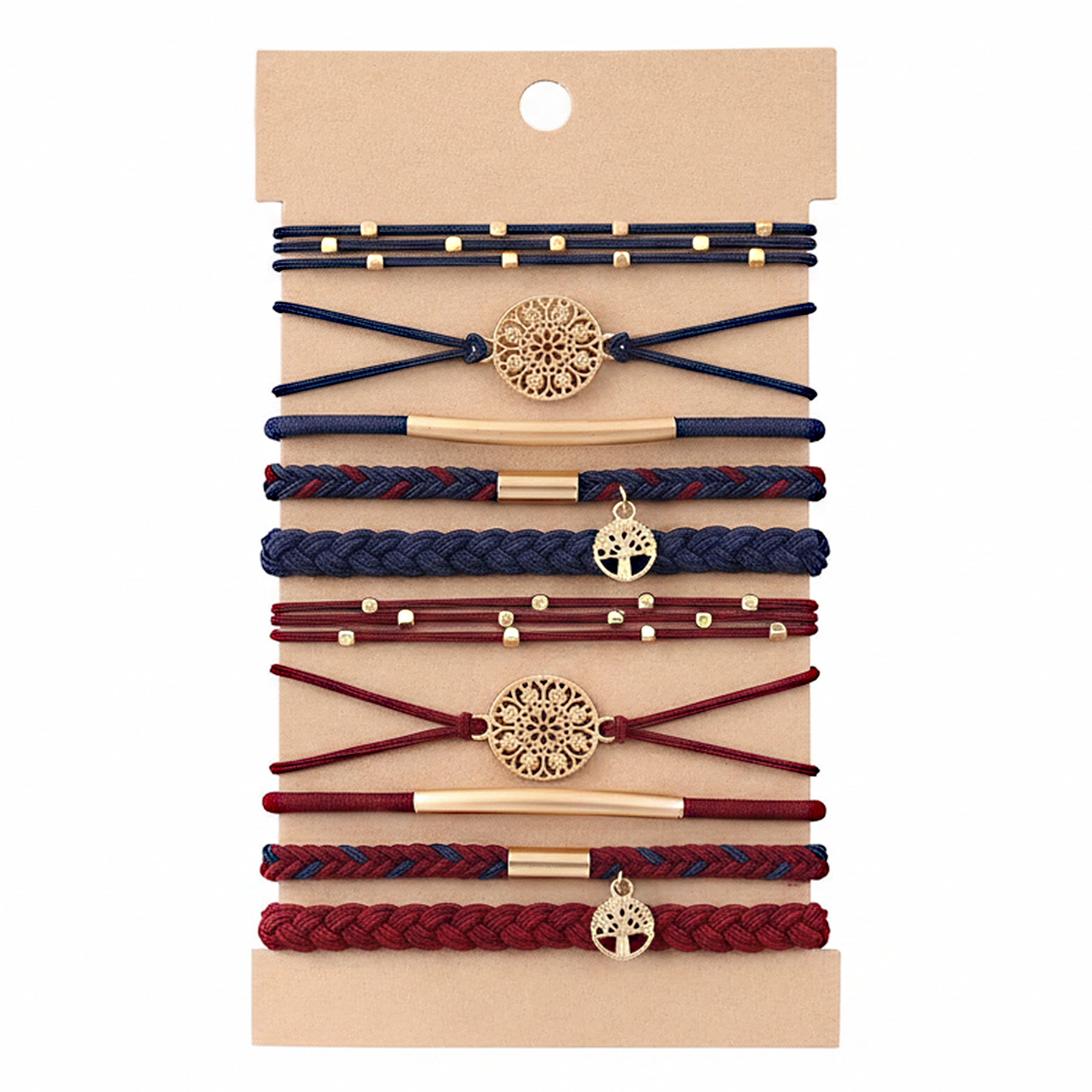 Anna-Kaci 10PCs Hair Ties Bracelet for Women 5 Styles Soft Braided Boho Hair Bands Elastic Hair Accessories