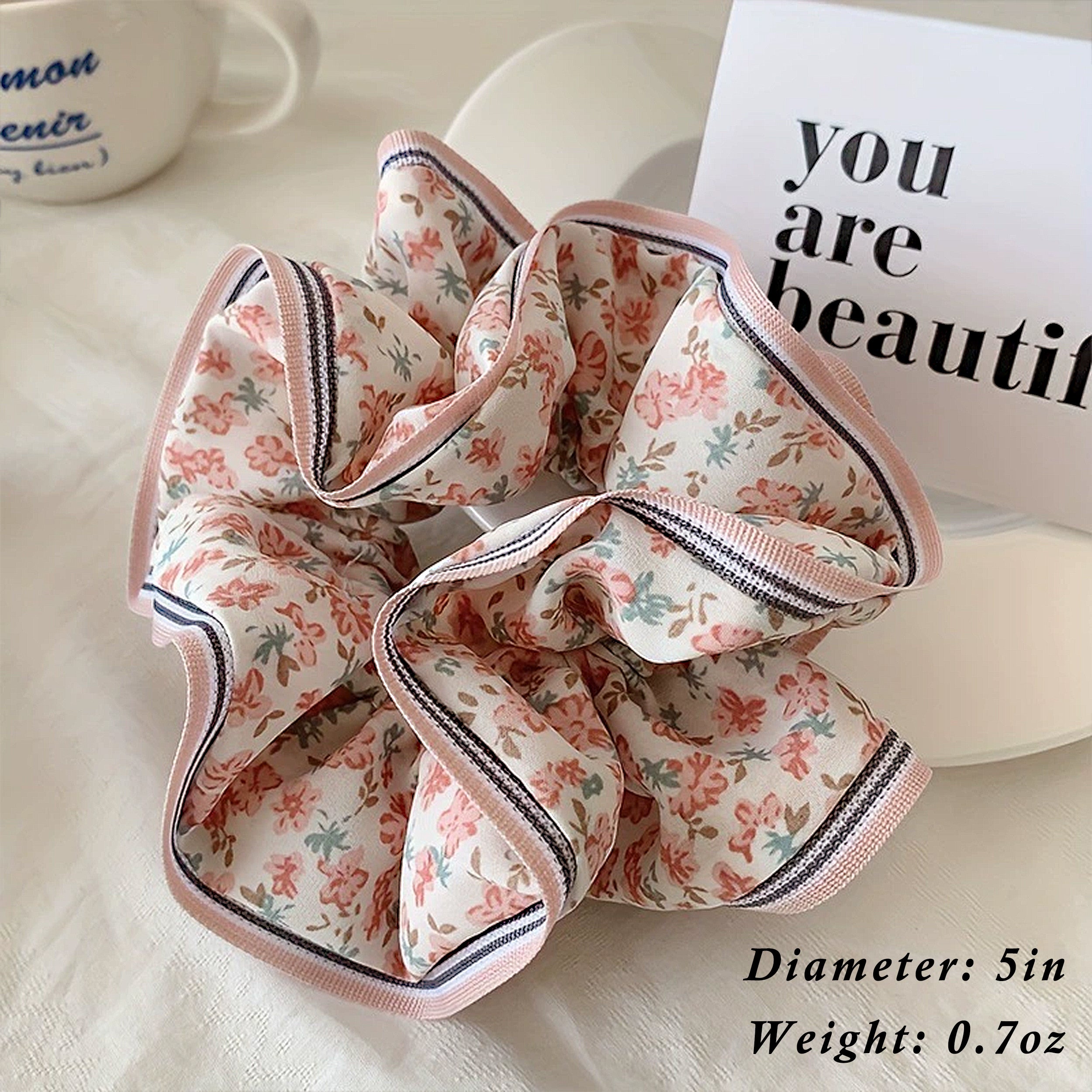 Anna-Kaci Retro Boho Oil Painting Hair Bands Ties Large Floral Scrunchies Elastic Hair Accessories for Women