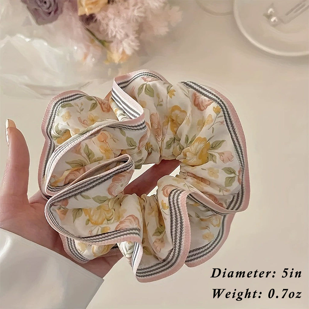 Anna-Kaci Retro Boho Oil Painting Hair Bands Ties Large Floral Scrunchies Elastic Hair Accessories for Women