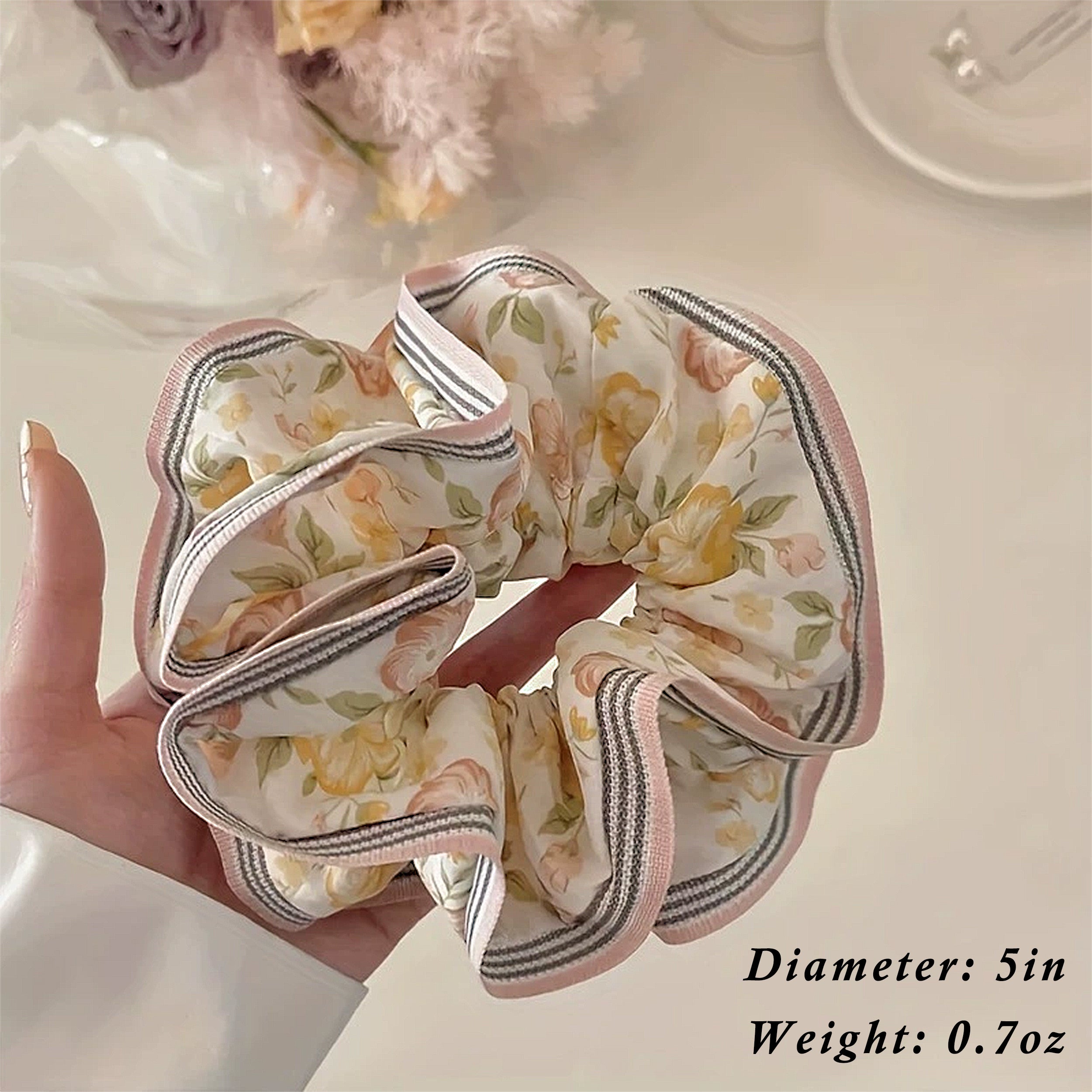 Anna-Kaci Retro Boho Oil Painting Hair Bands Ties Large Floral Scrunchies Elastic Hair Accessories for Women