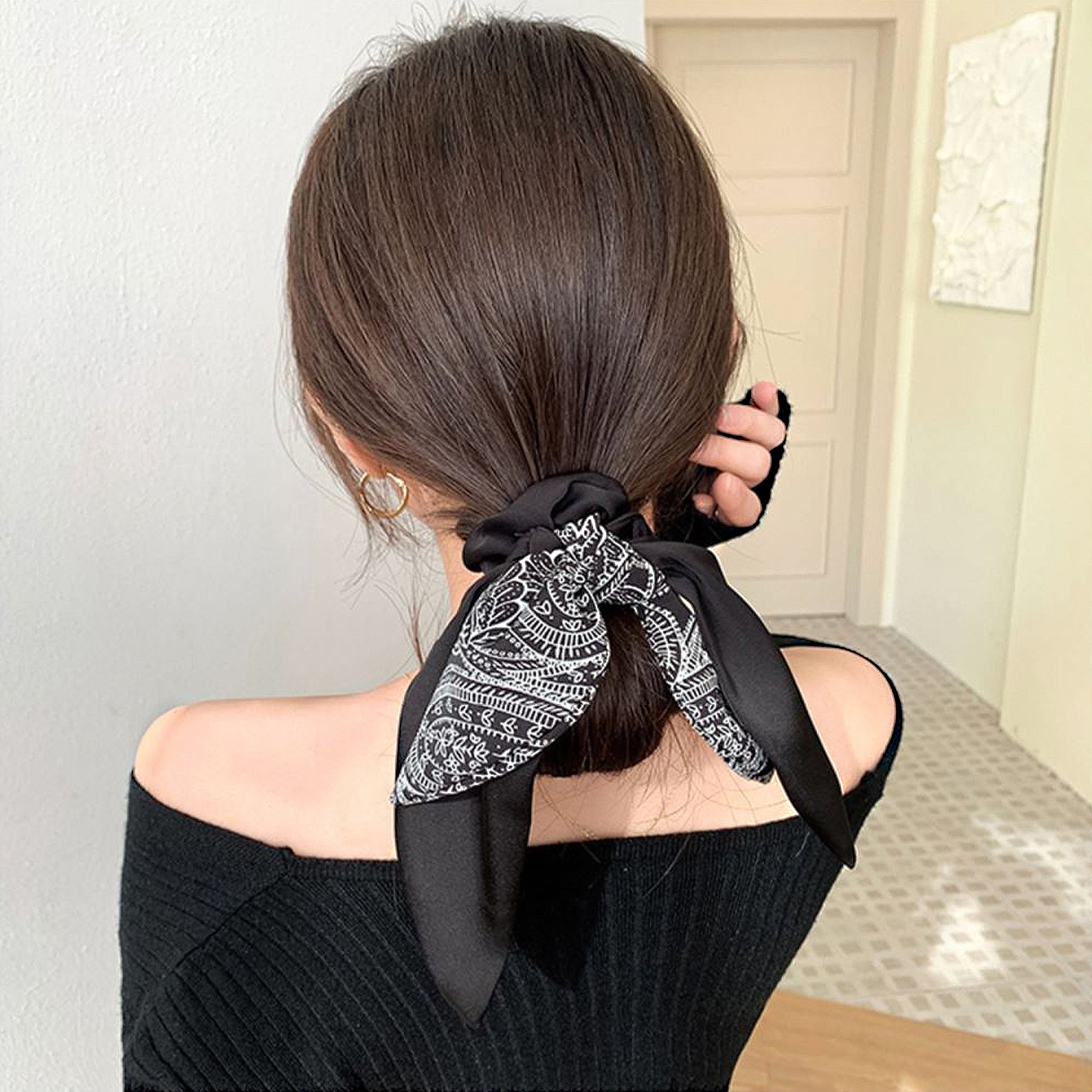 Anna-Kaci Fashion Elastic Hair Ties with Bows, Hair Scrunchies with Knotted Bow Ribbon for Women