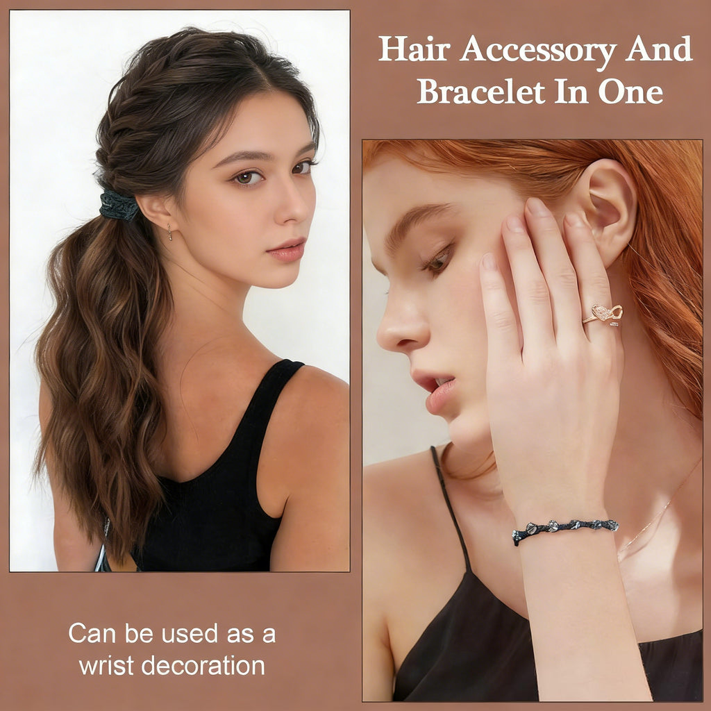 Anna-Kaci Textured Woven Elastic Hair Ties 10 PCs Assorted Stretch Ponytail Holders for Women and Girls