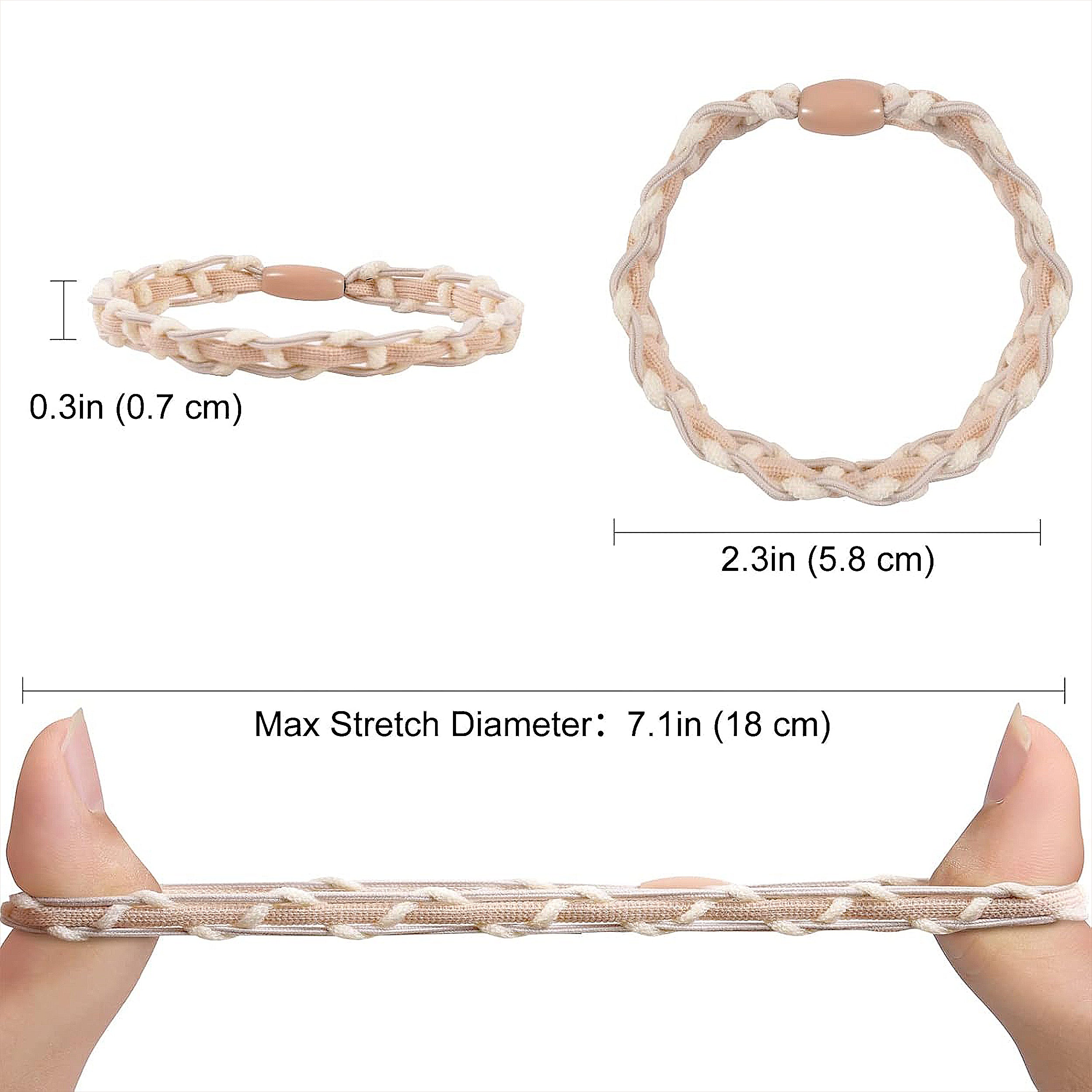 Anna-Kaci Textured Woven Elastic Hair Ties 10 PCs Assorted Stretch Ponytail Holders for Women and Girls