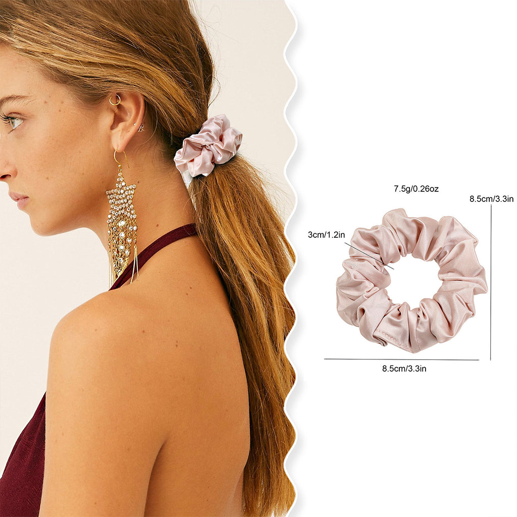 Anna-Kaci 3 PCs Soft Satin Scrunchies Elastic Hair Tie Gentle Stretch Ponytail Holder for Women