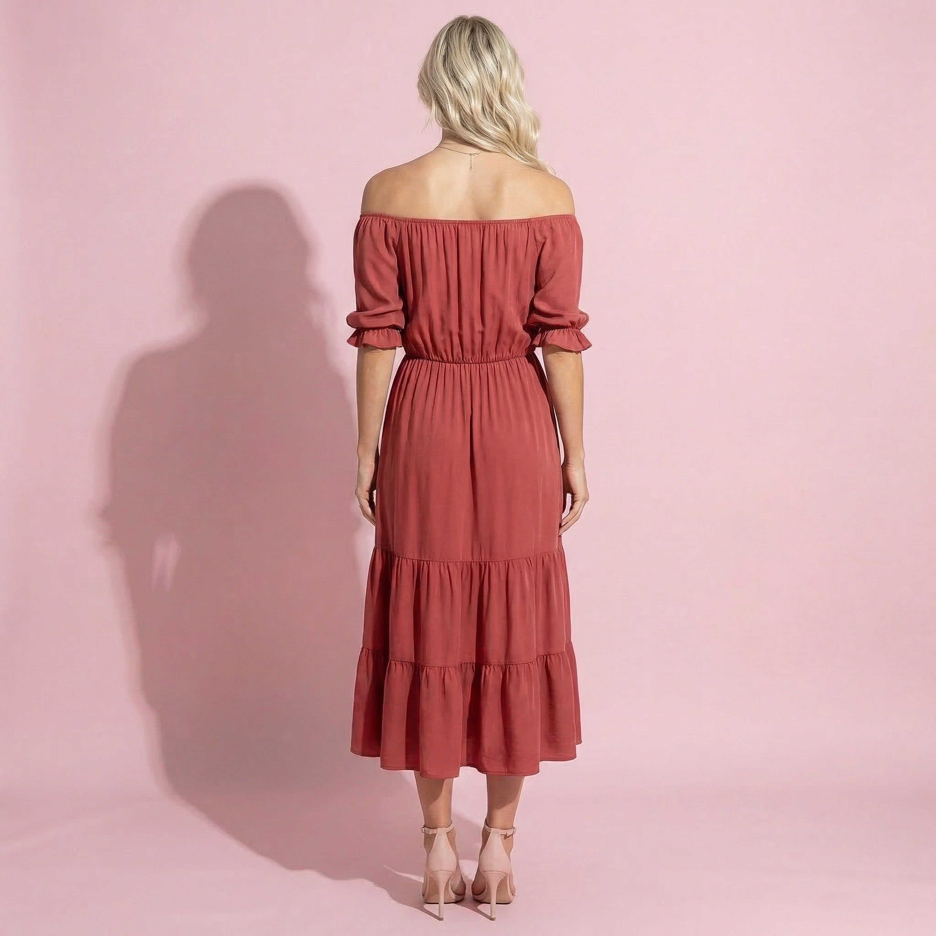 Off Shoulder Puff Sleeve Dress