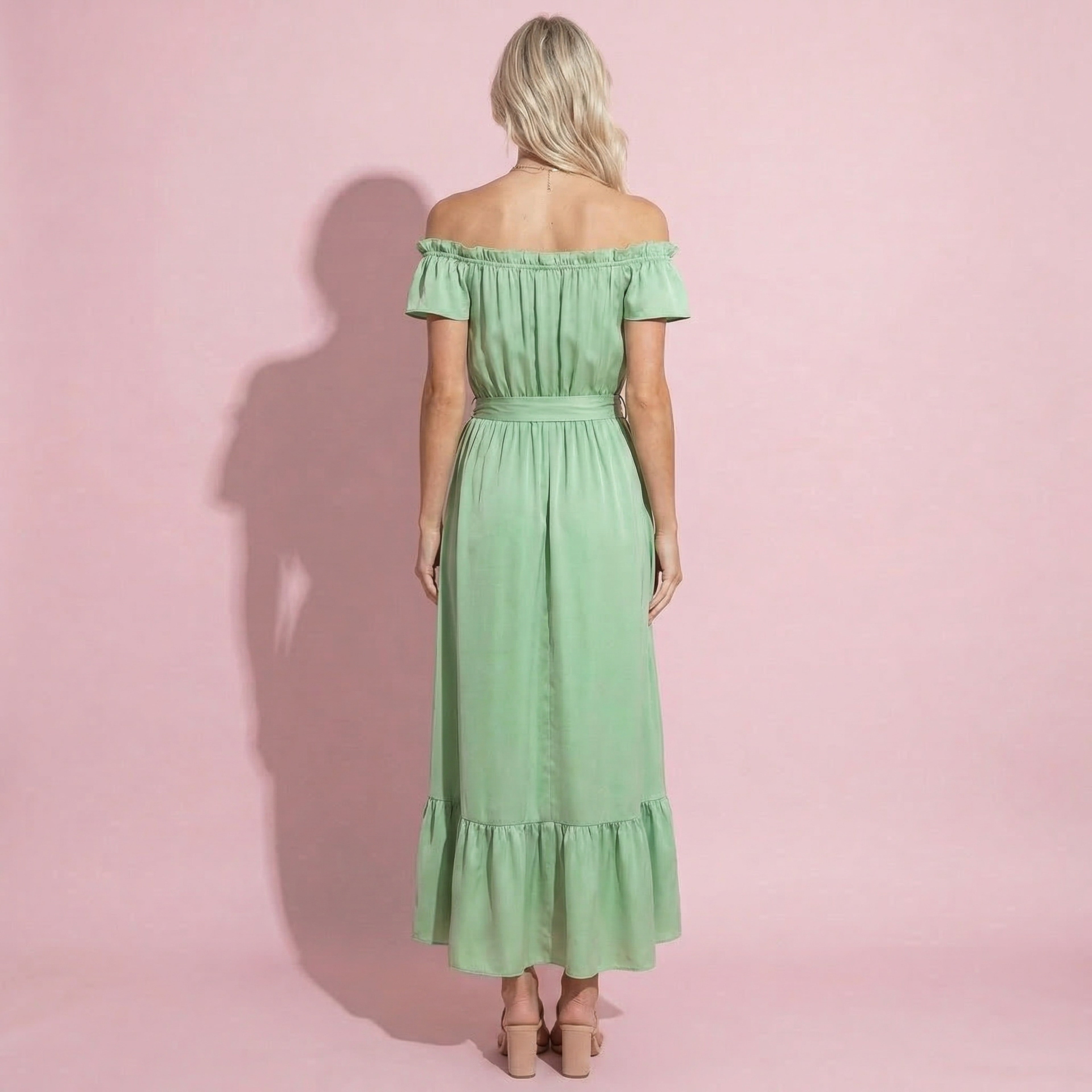 Off Shoulder Belted Summer Dress