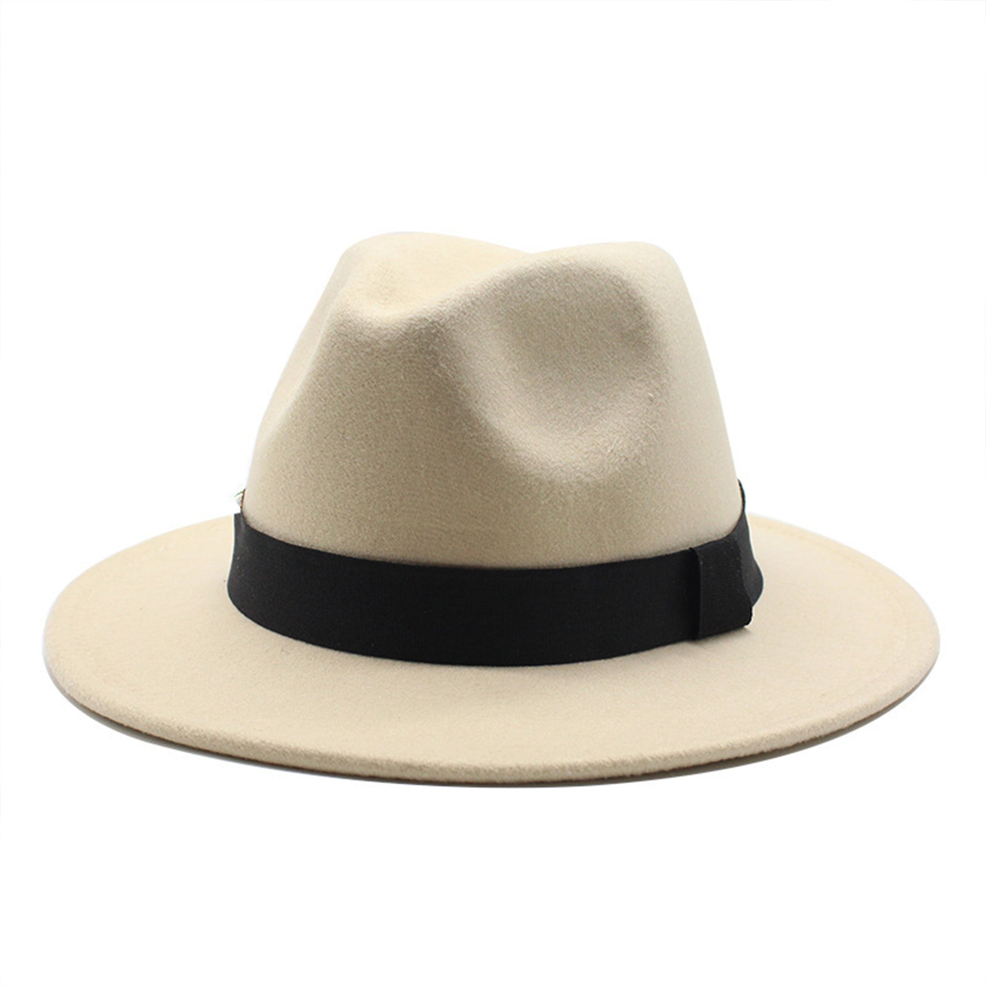 Anna-Kaci Classic Wide Brim Felt Fedora Hat with Grosgrain Band