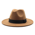 Anna-Kaci Classic Wide Brim Felt Fedora Hat with Grosgrain Band