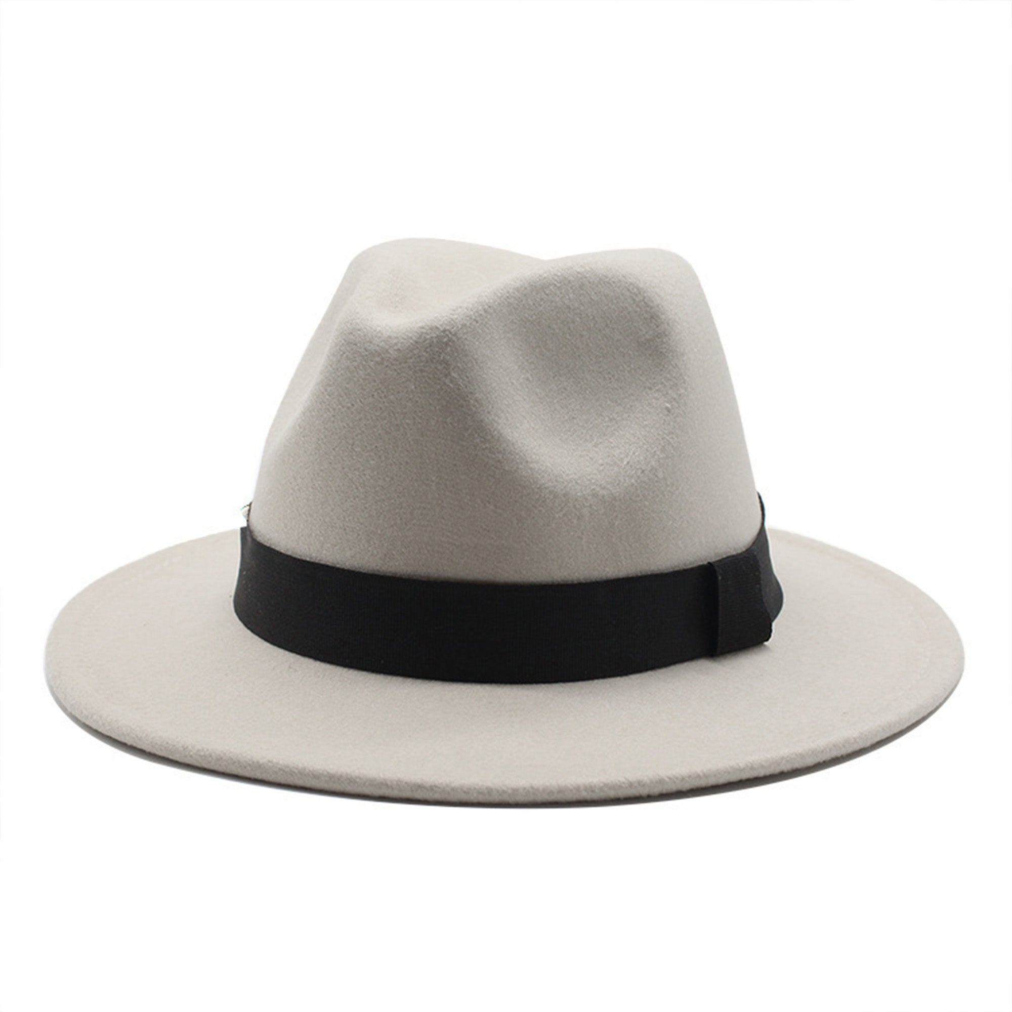 Anna-Kaci Classic Wide Brim Felt Fedora Hat with Grosgrain Band