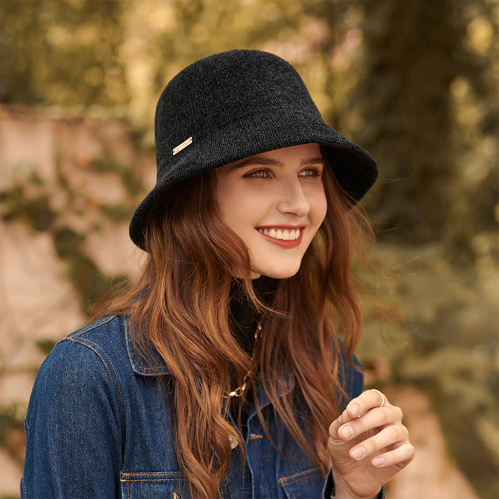 Anna-Kaci Womens Soft Knit Bucket Hat with Structured Brim