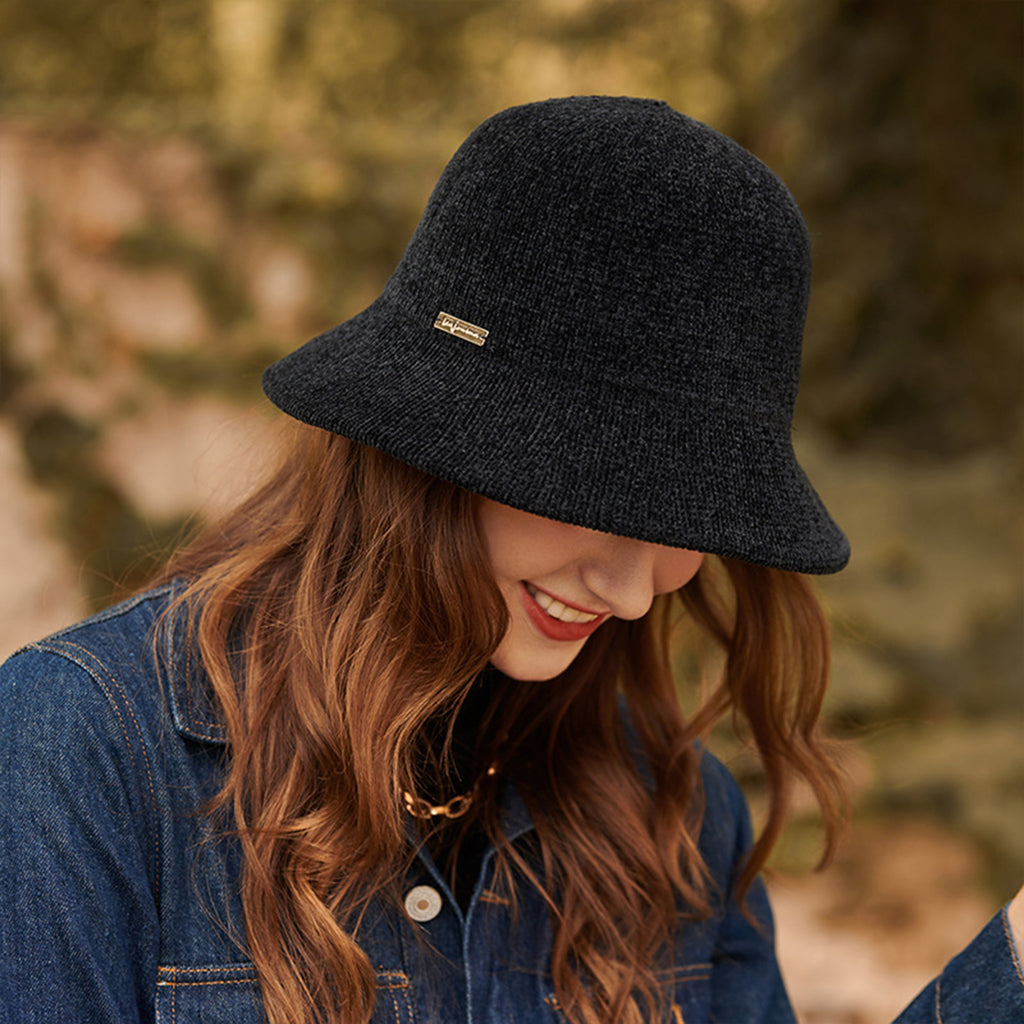 Anna-Kaci Womens Soft Knit Bucket Hat with Structured Brim