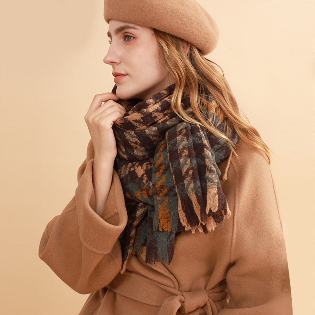 Anna-Kaci Womens Soft Oversized Plaid Scarf with Fringe Trim for Cold Weather 75¡Á23.6 Inches