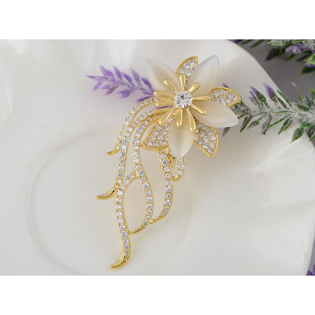 Anna-Kaci Womens Fashion Clear Crystal Rhinestones Floral Bouquet Bridal Brooch Pin