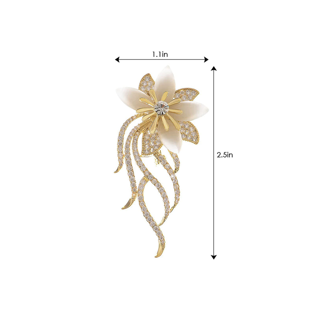 Anna-Kaci Womens Fashion Clear Crystal Rhinestones Floral Bouquet Bridal Brooch Pin