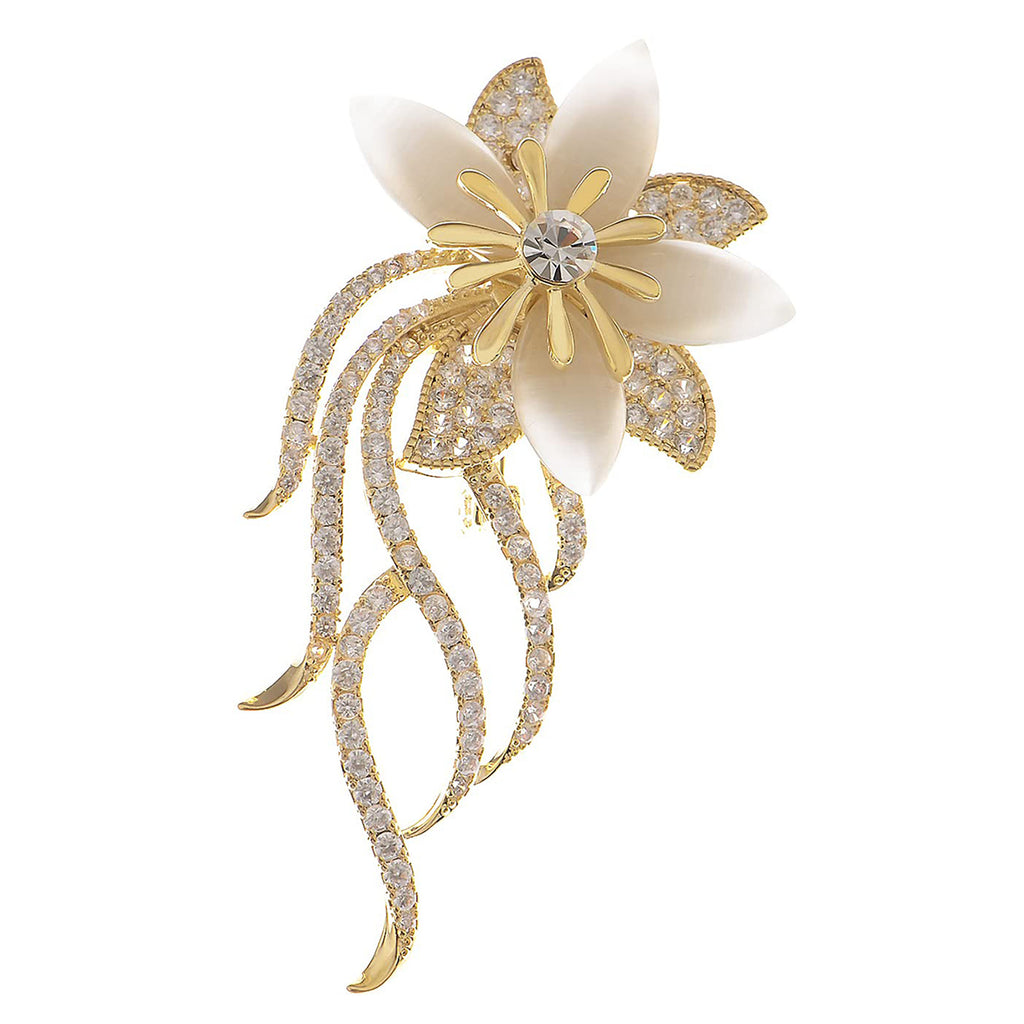 Anna-Kaci Womens Fashion Clear Crystal Rhinestones Floral Bouquet Bridal Brooch Pin