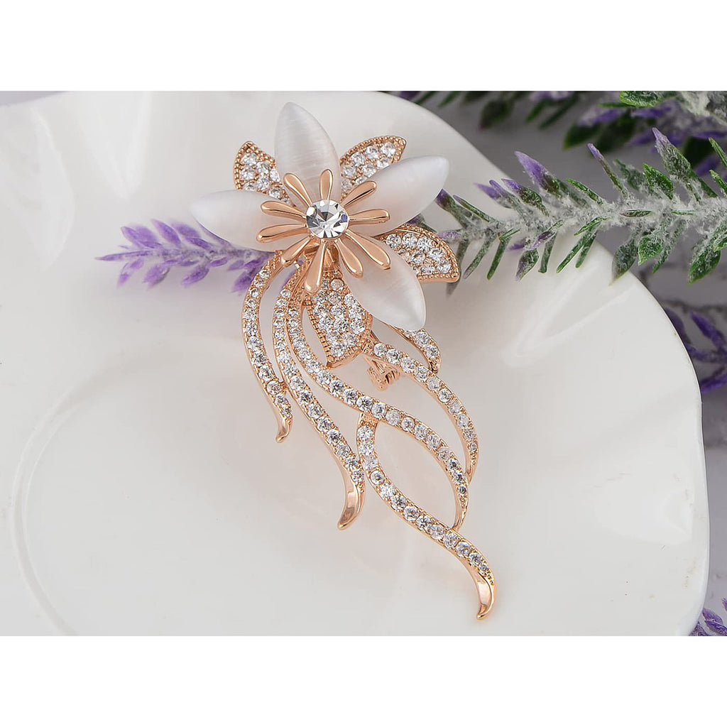 Anna-Kaci Womens Fashion Clear Crystal Rhinestones Floral Bouquet Bridal Brooch Pin