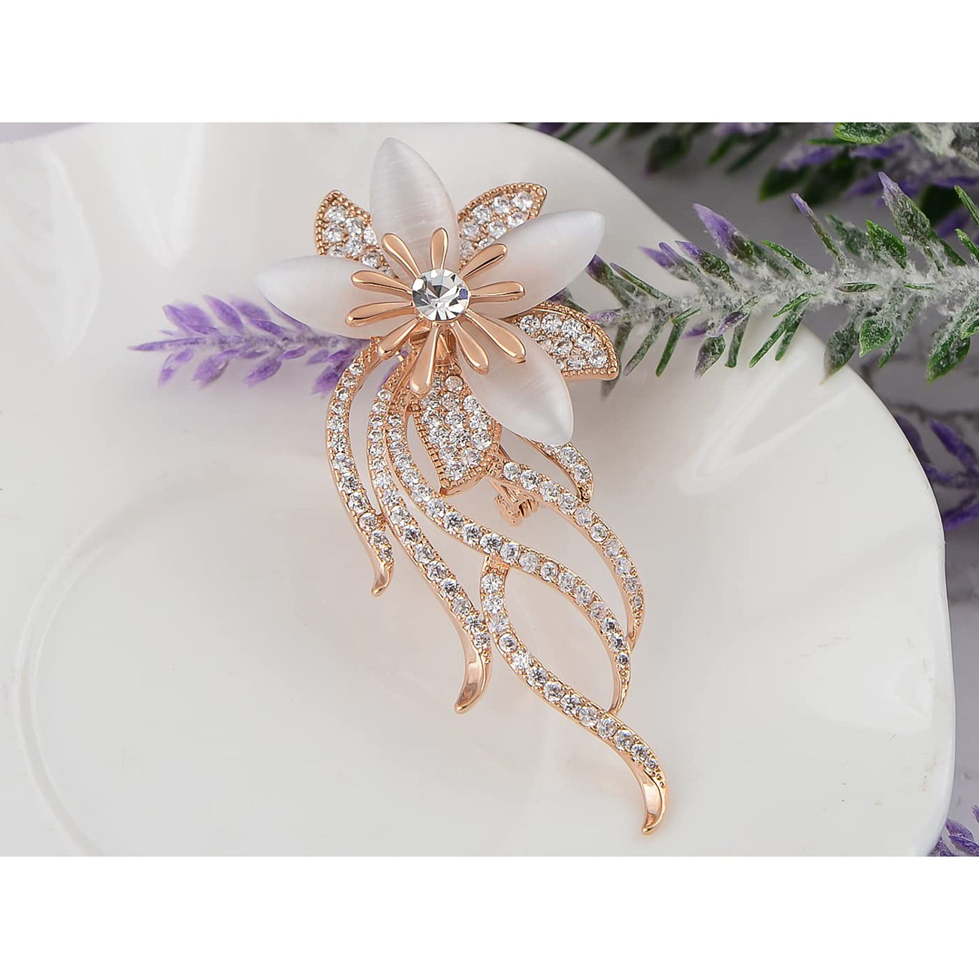 Anna-Kaci Womens Fashion Clear Crystal Rhinestones Floral Bouquet Bridal Brooch Pin