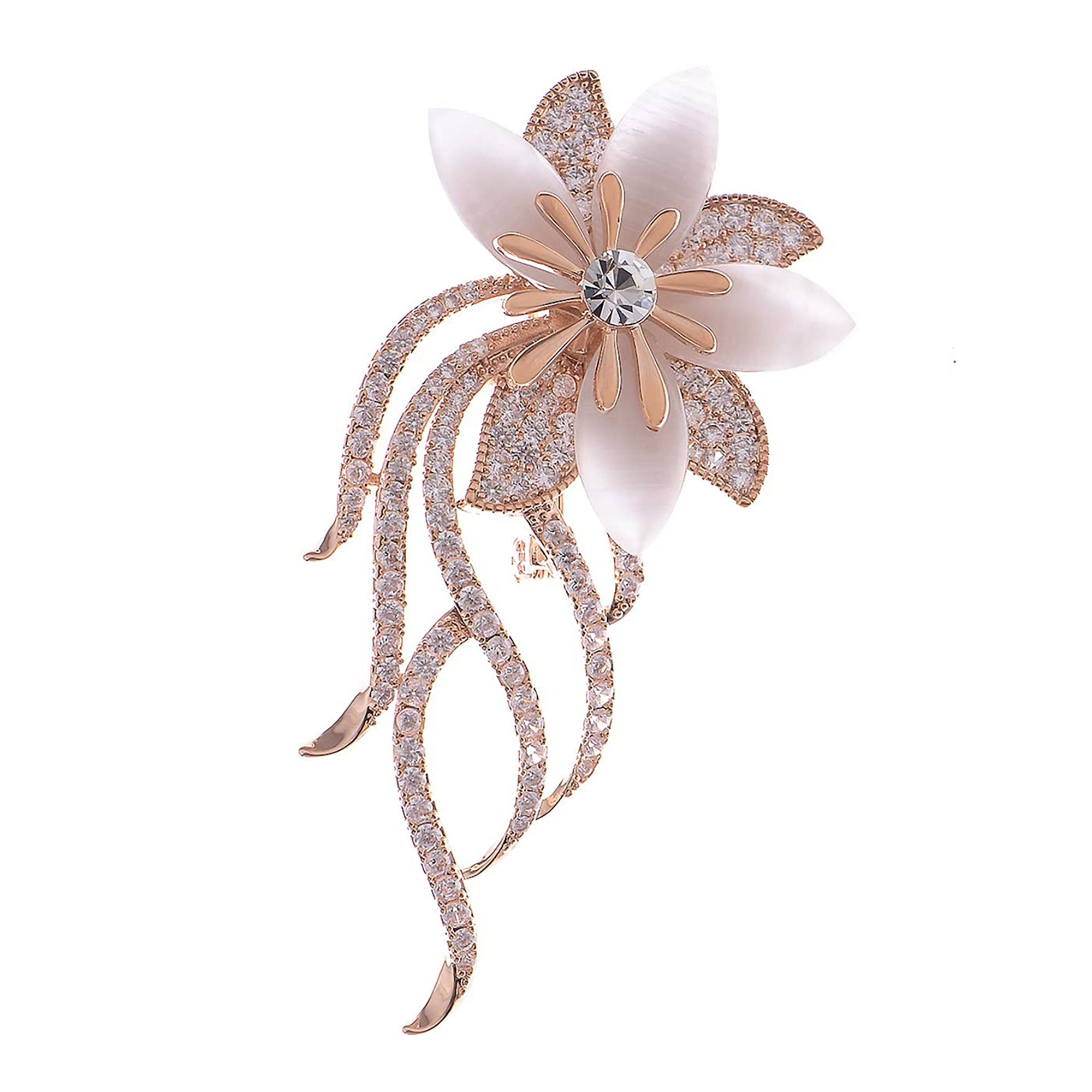Anna-Kaci Womens Fashion Clear Crystal Rhinestones Floral Bouquet Bridal Brooch Pin